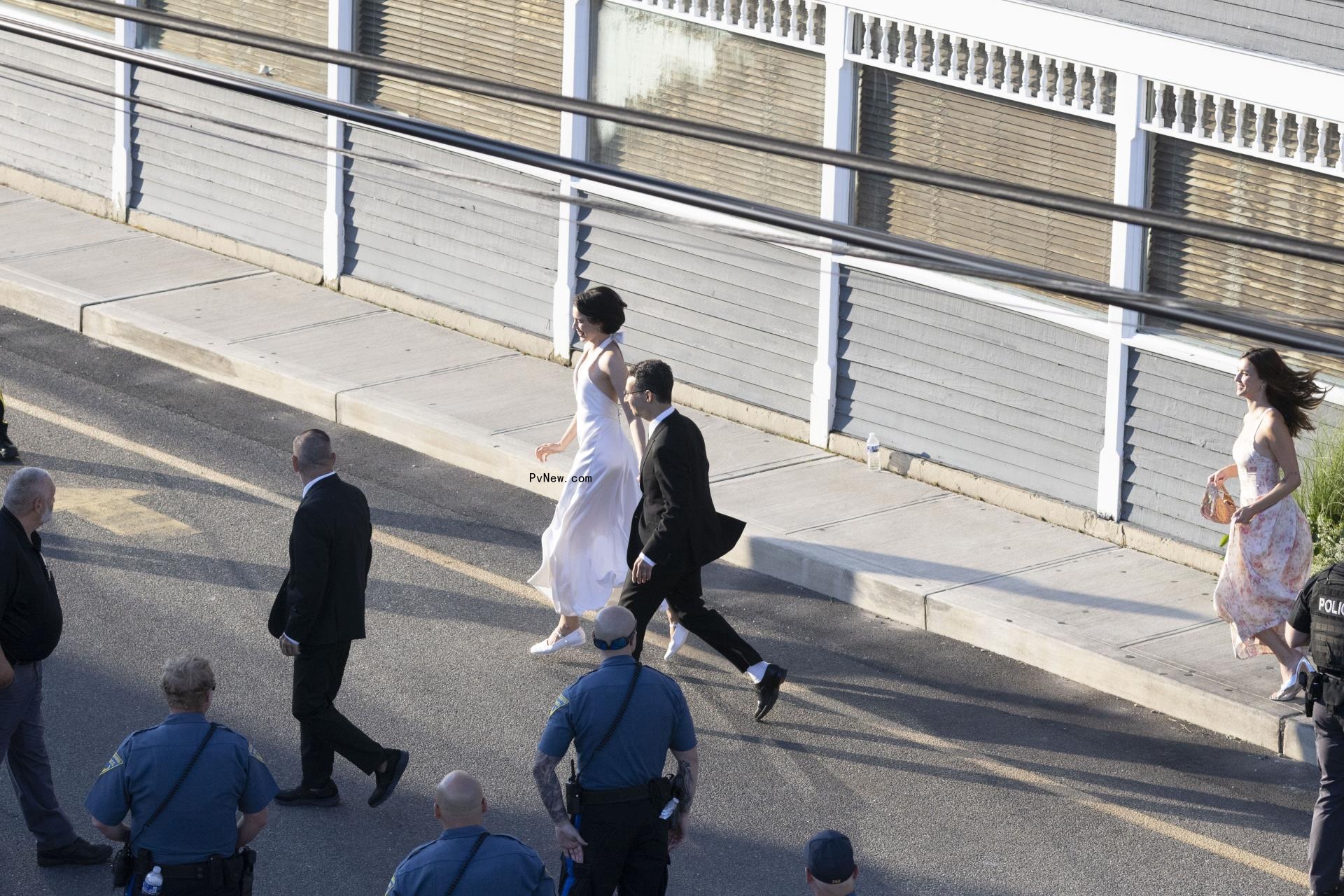 Jack Anto<i></i>noff and Margaret Qualley on their wedding day,
