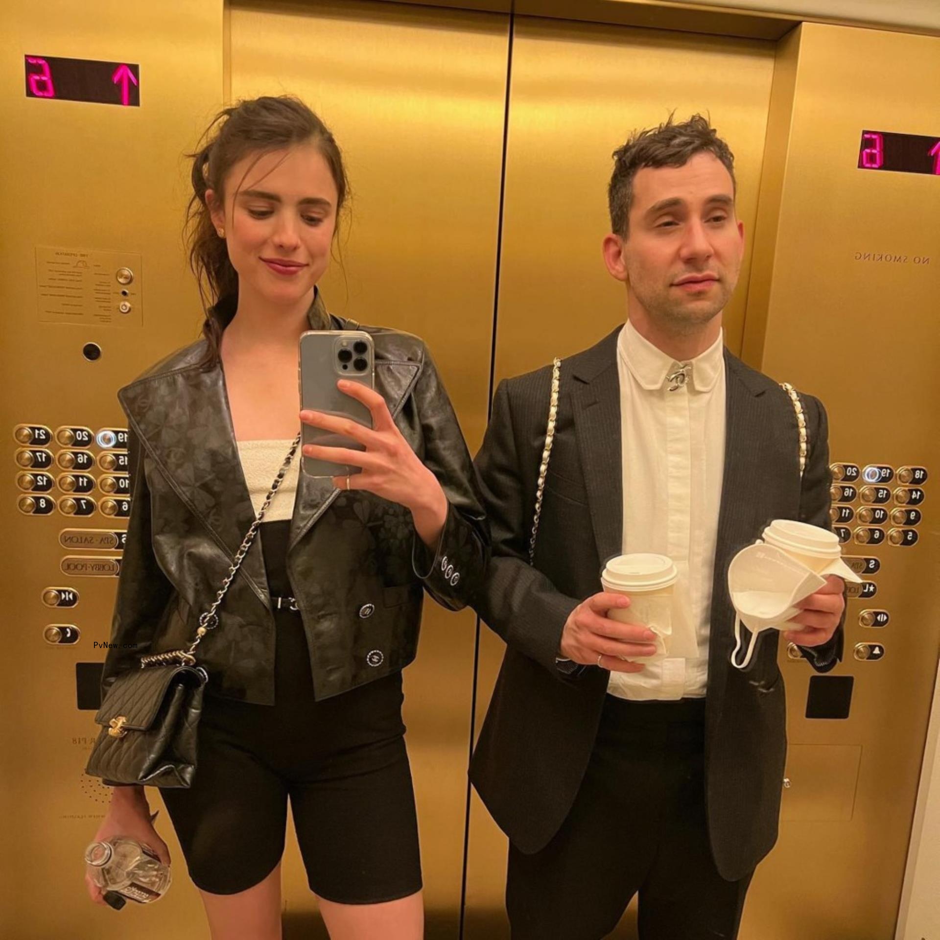 A mirror selfie of Jack Anto<i></i>noff and Margaret Qualley 