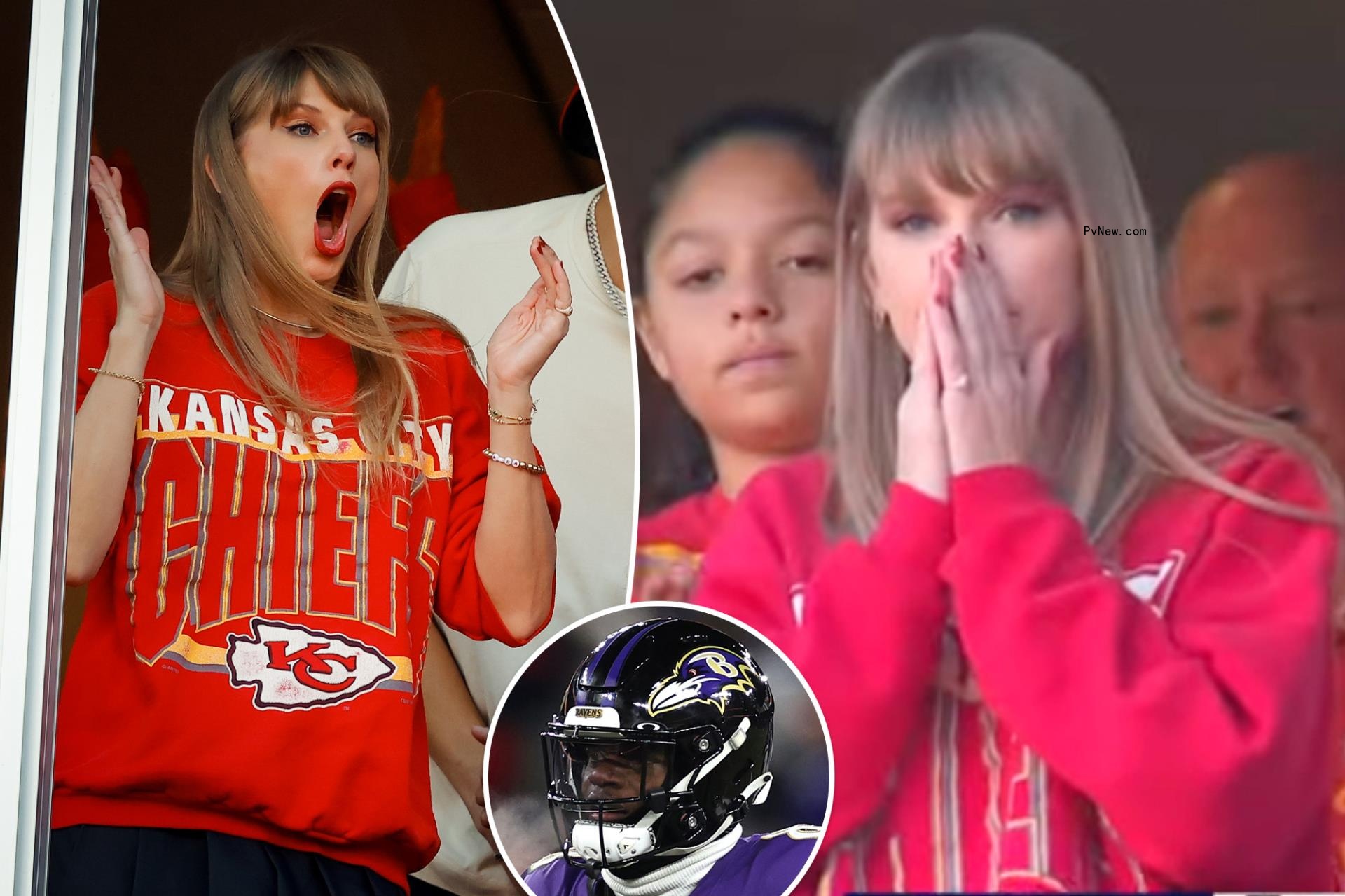 Taylor Swift looks shocked and scared in Baltimore Ravens hype video ahead of Kansas City Chiefs game