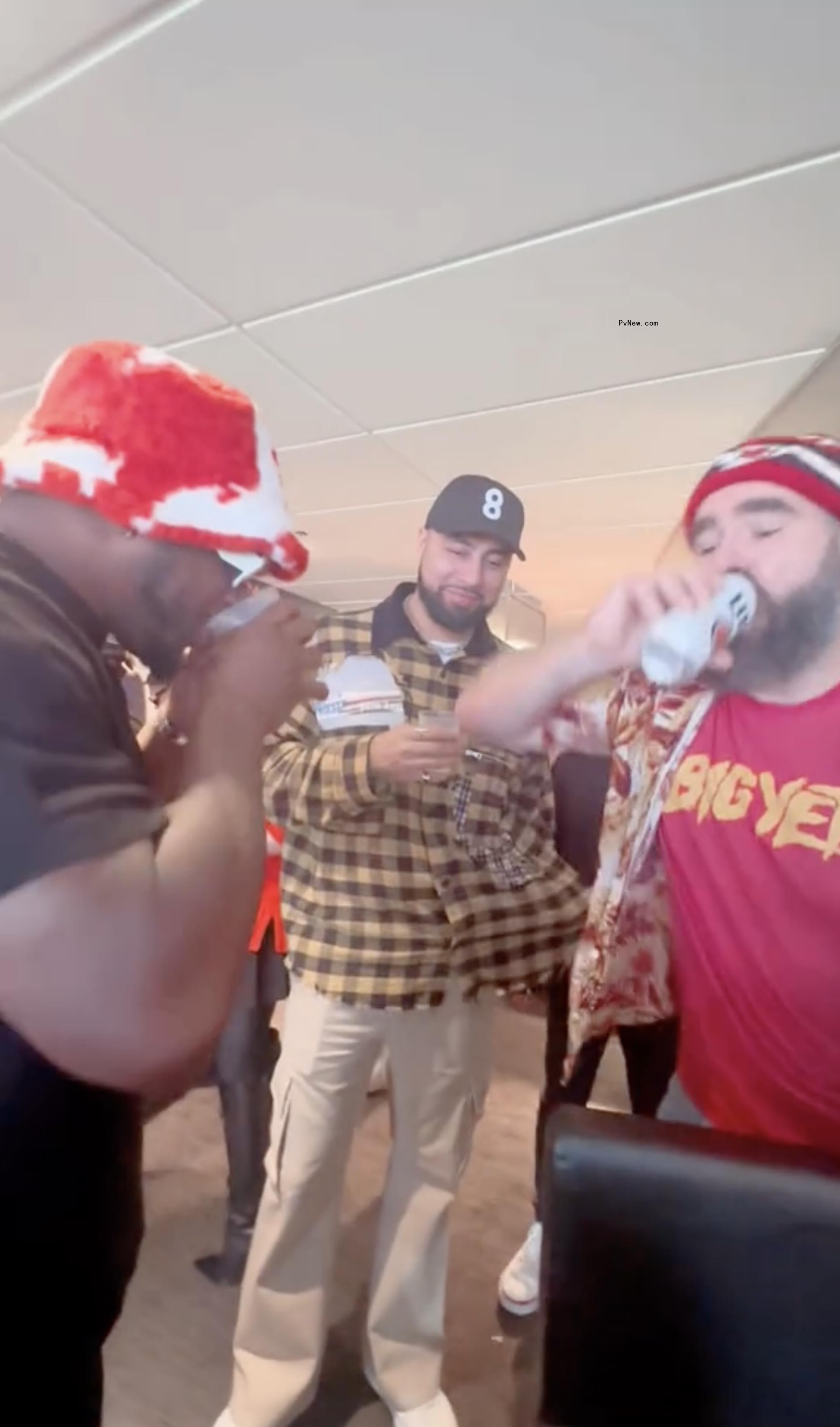 Jason Kelce drinking beer