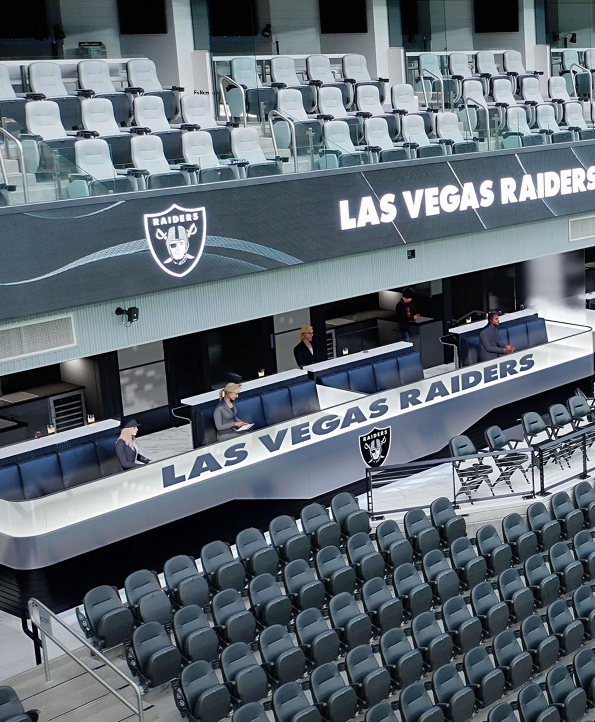 An aerial shot of a suite at Allegiant Stadium.