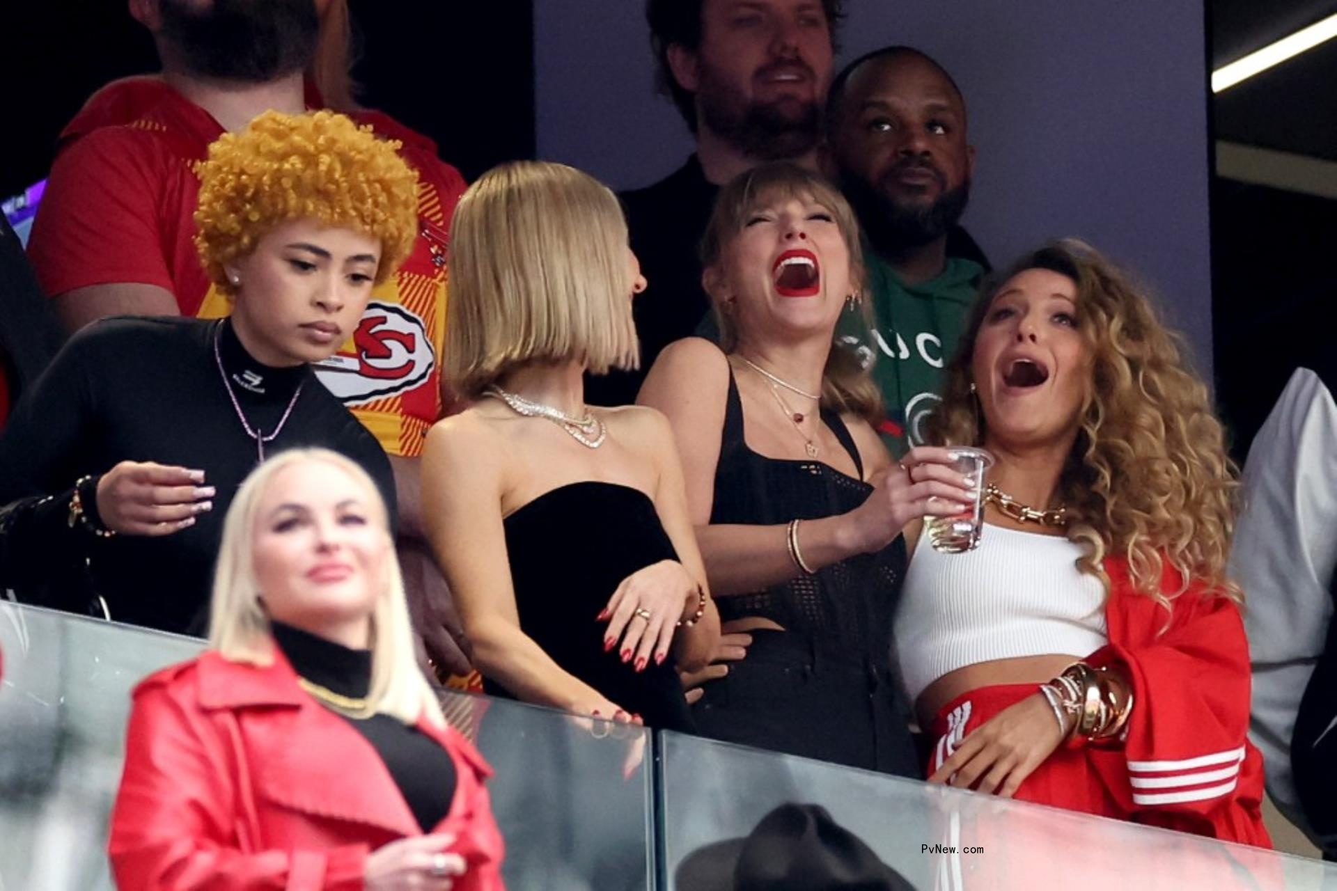 Taylor Swift Ice Spice and Blake Lively at Super Bowl 2024