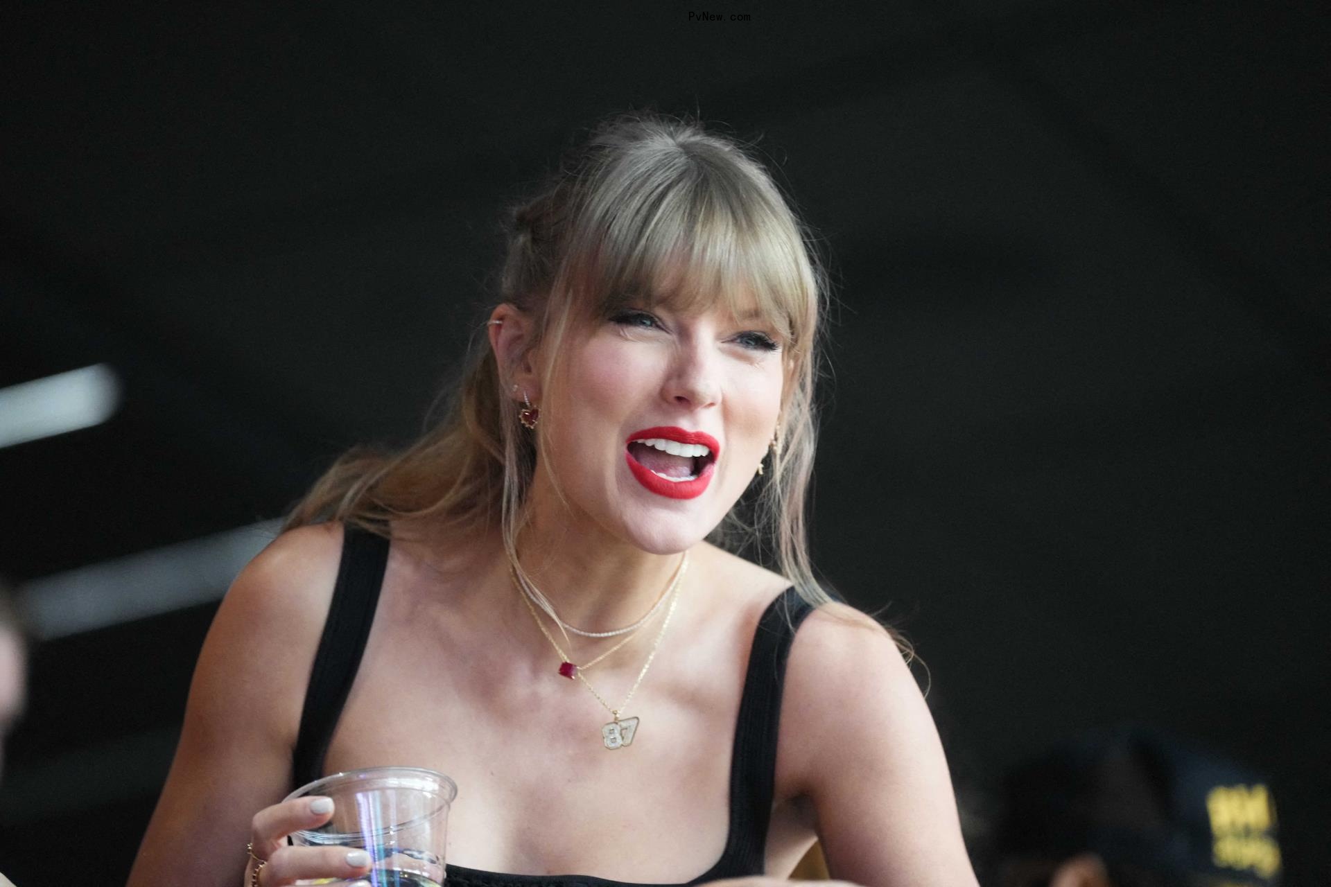 Recording artist Taylor Swift, looks on before Super Bowl LVIII between Kansas City Chiefs and San Francisco 49ers at Allegiant Stadium.