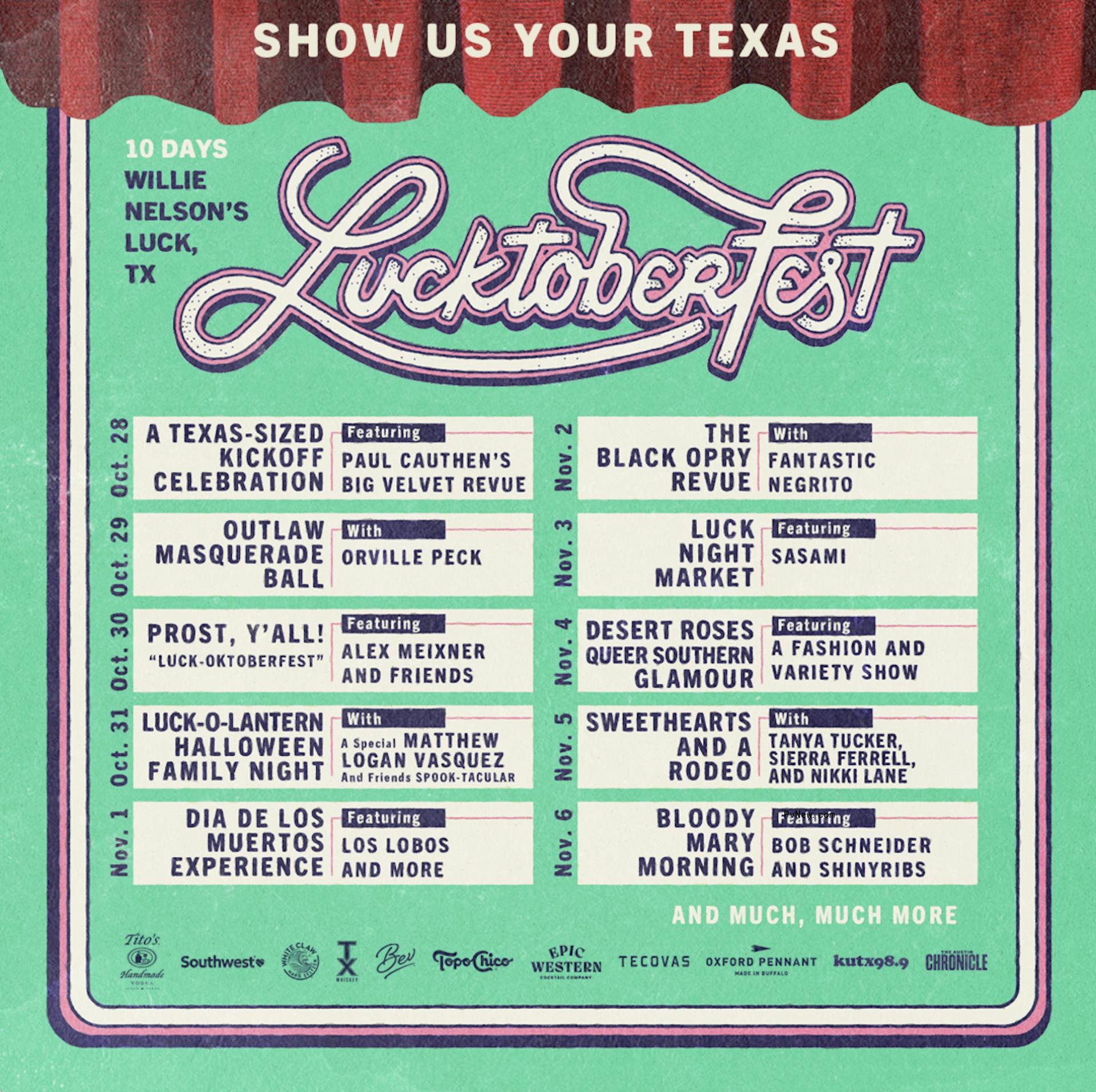 Luck Ranch, Willie Nelson’s Place, to Host 10-Day Lucktoberfest, With Everything from an Orville Peck Costume Ball to ‘Black Opry’ Night