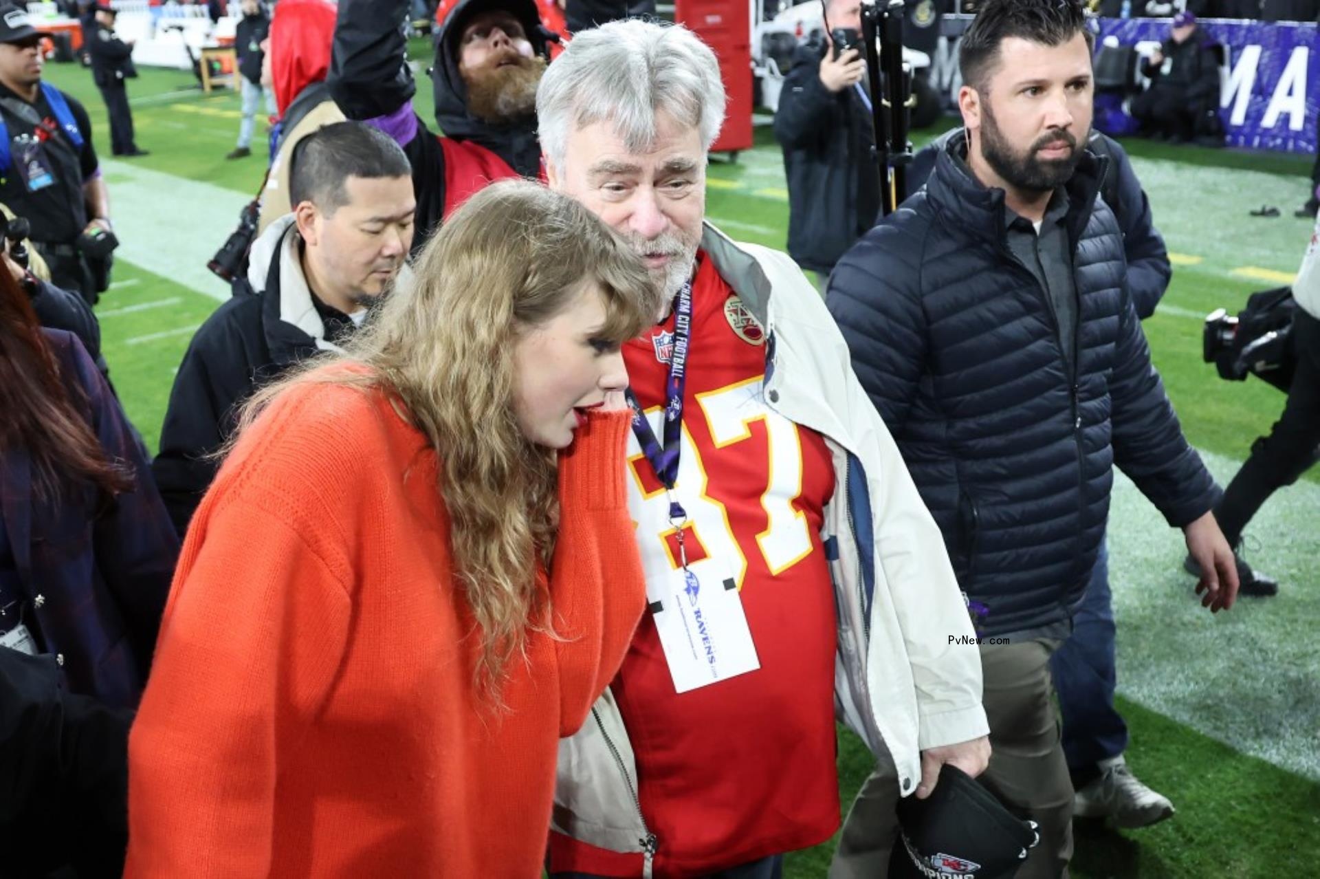 Taylor Swift with Ed Kelce at a Kansas City Chiefs game.