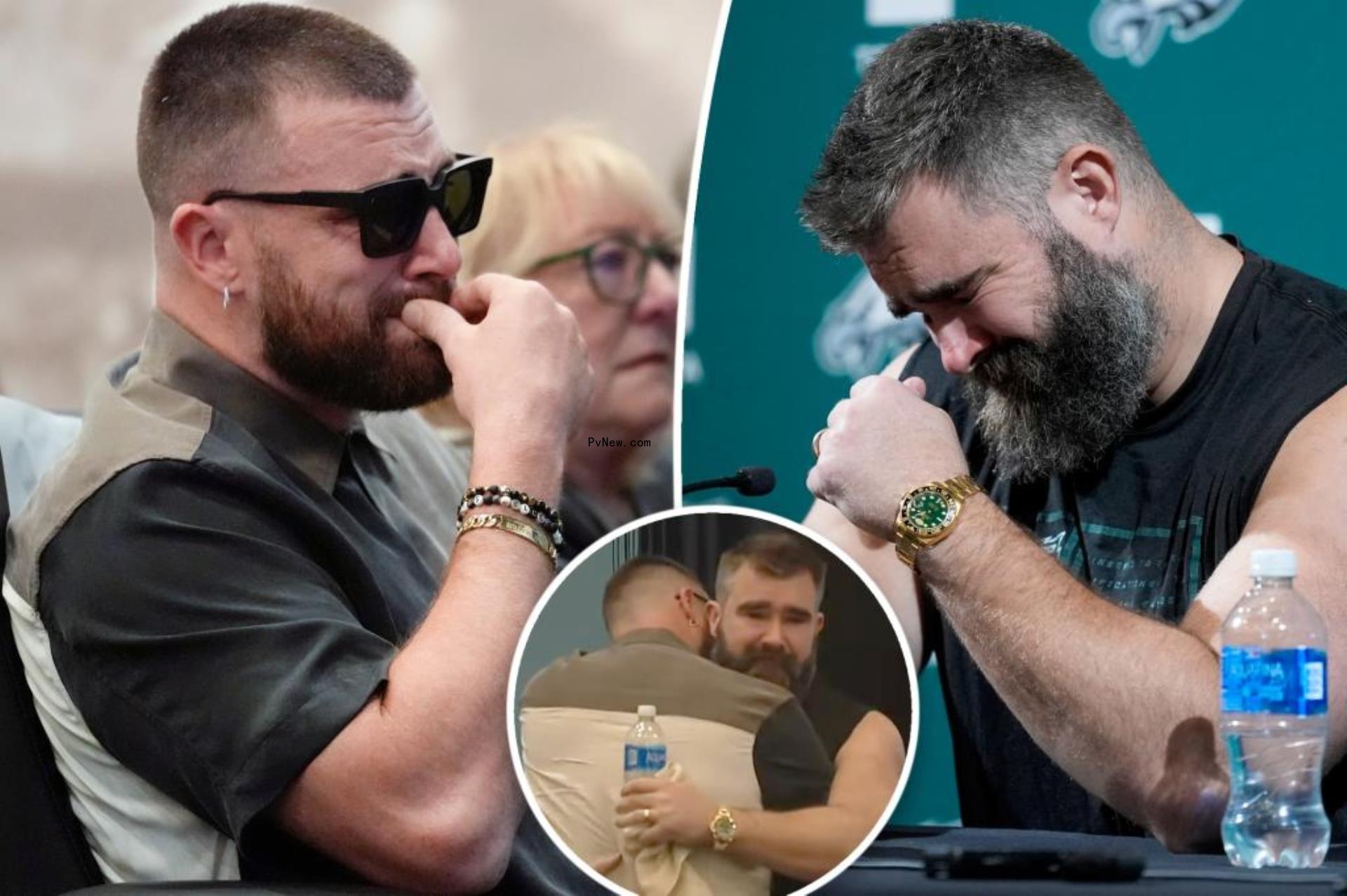 Travis Kelce and Jason Kelce split image.