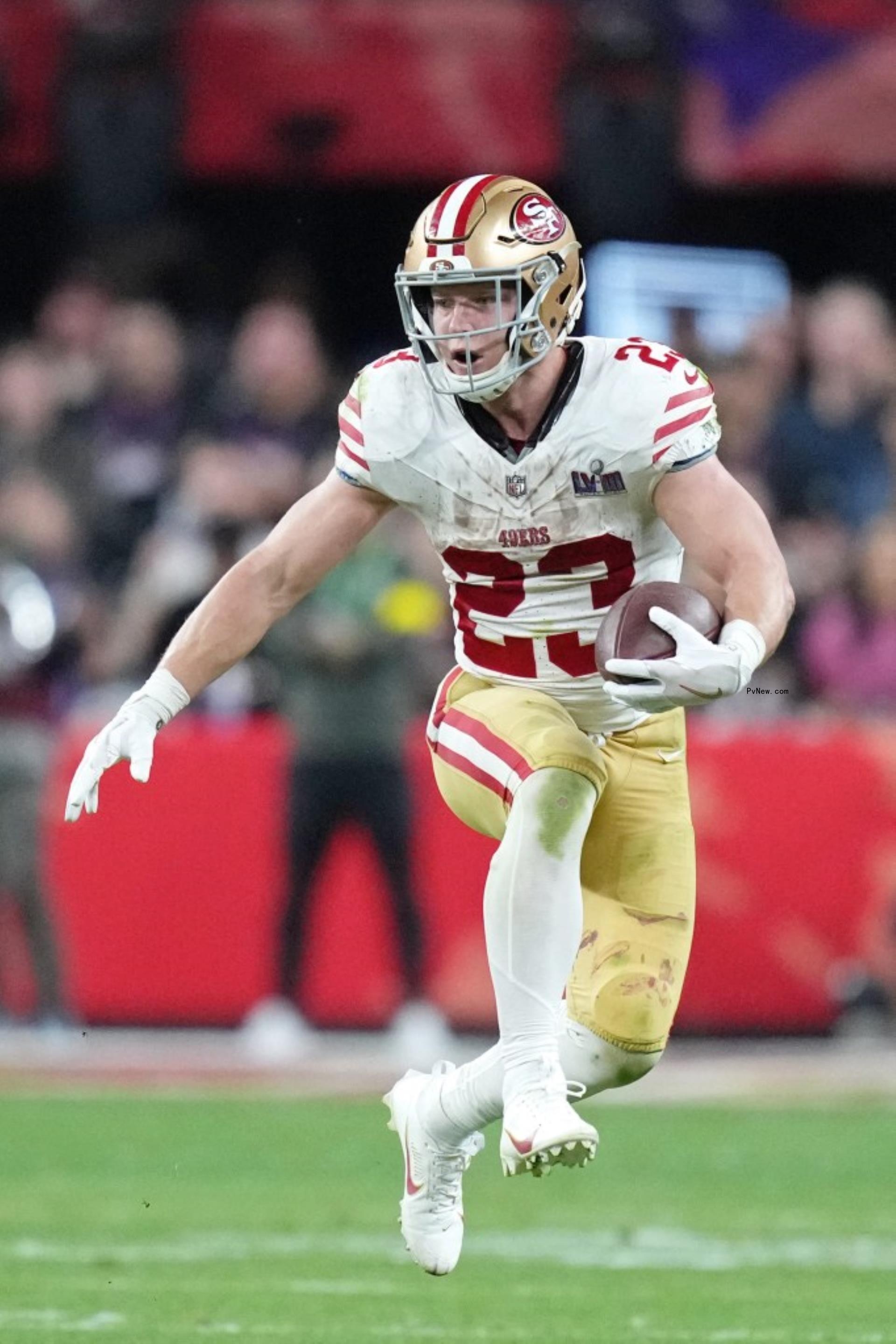 Christian McCaffrey in the 2024 Super Bowl.