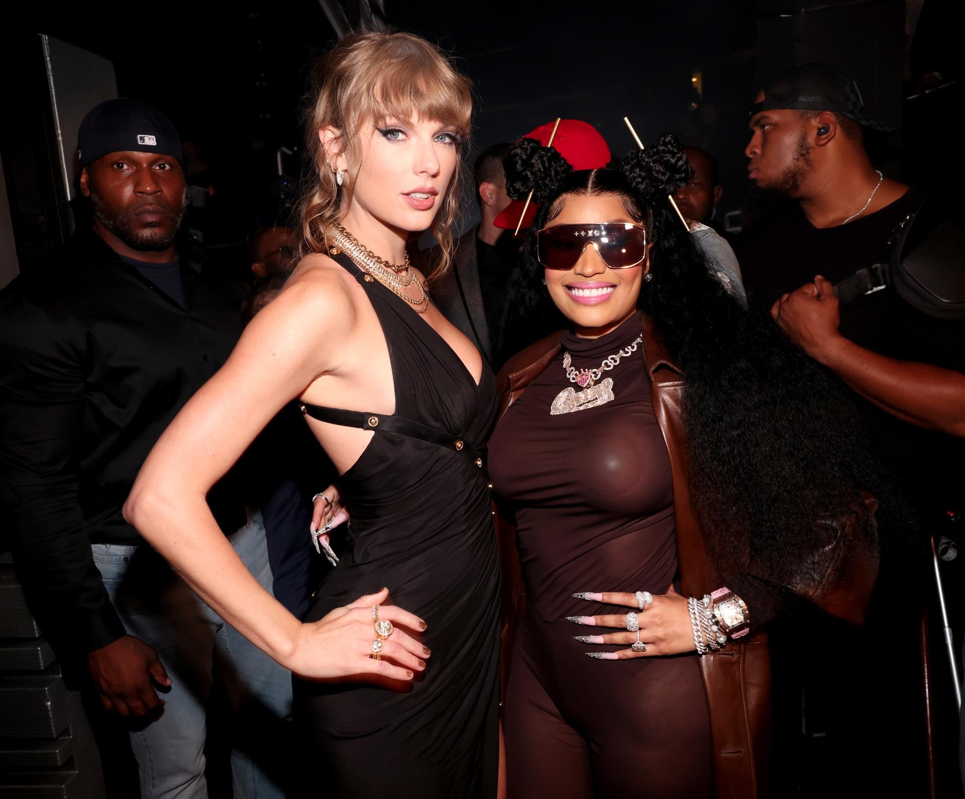 Taylor Swift and Nicki Minaj at the 2023 VMAs.