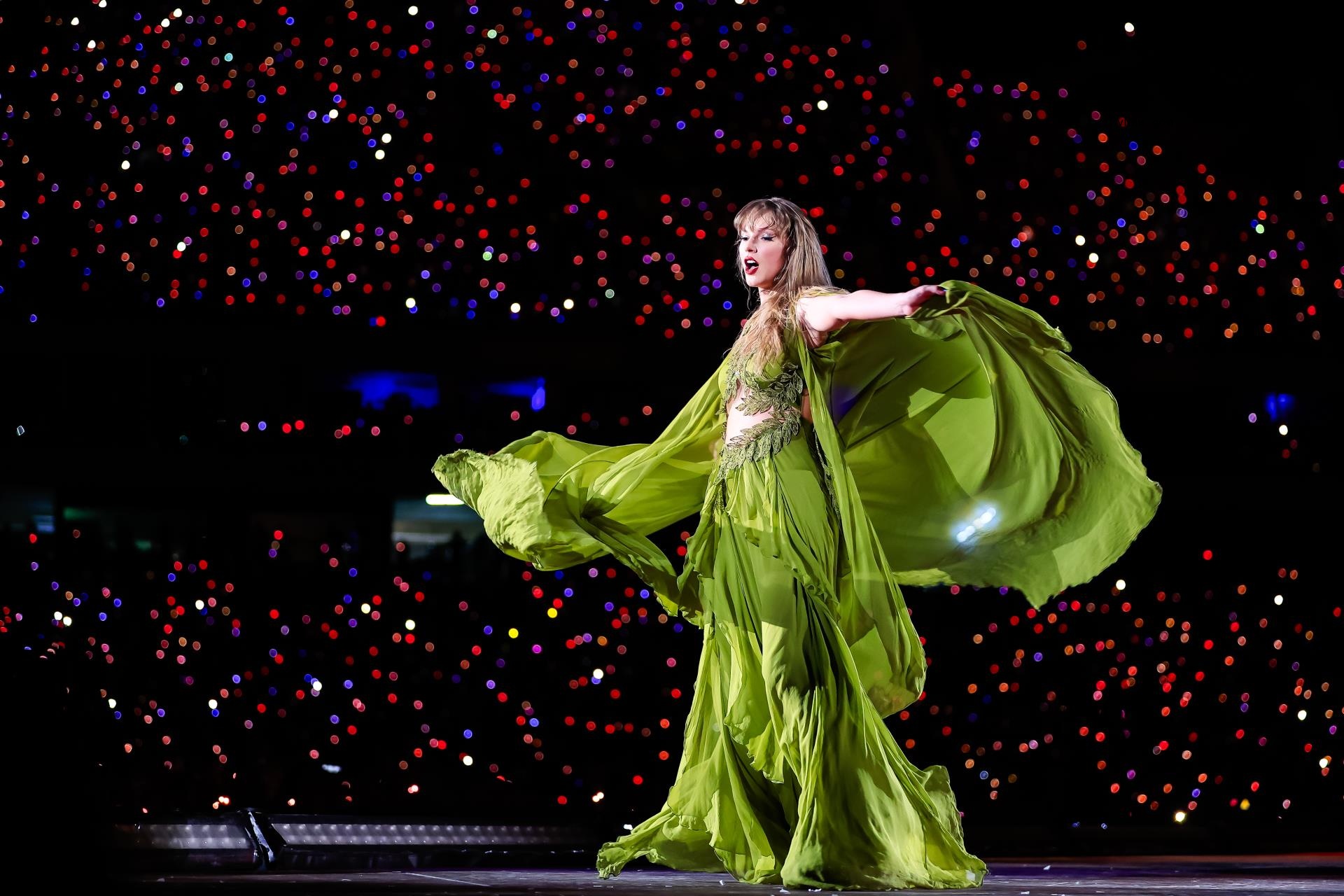 Taylor Swift performing in Brazil.