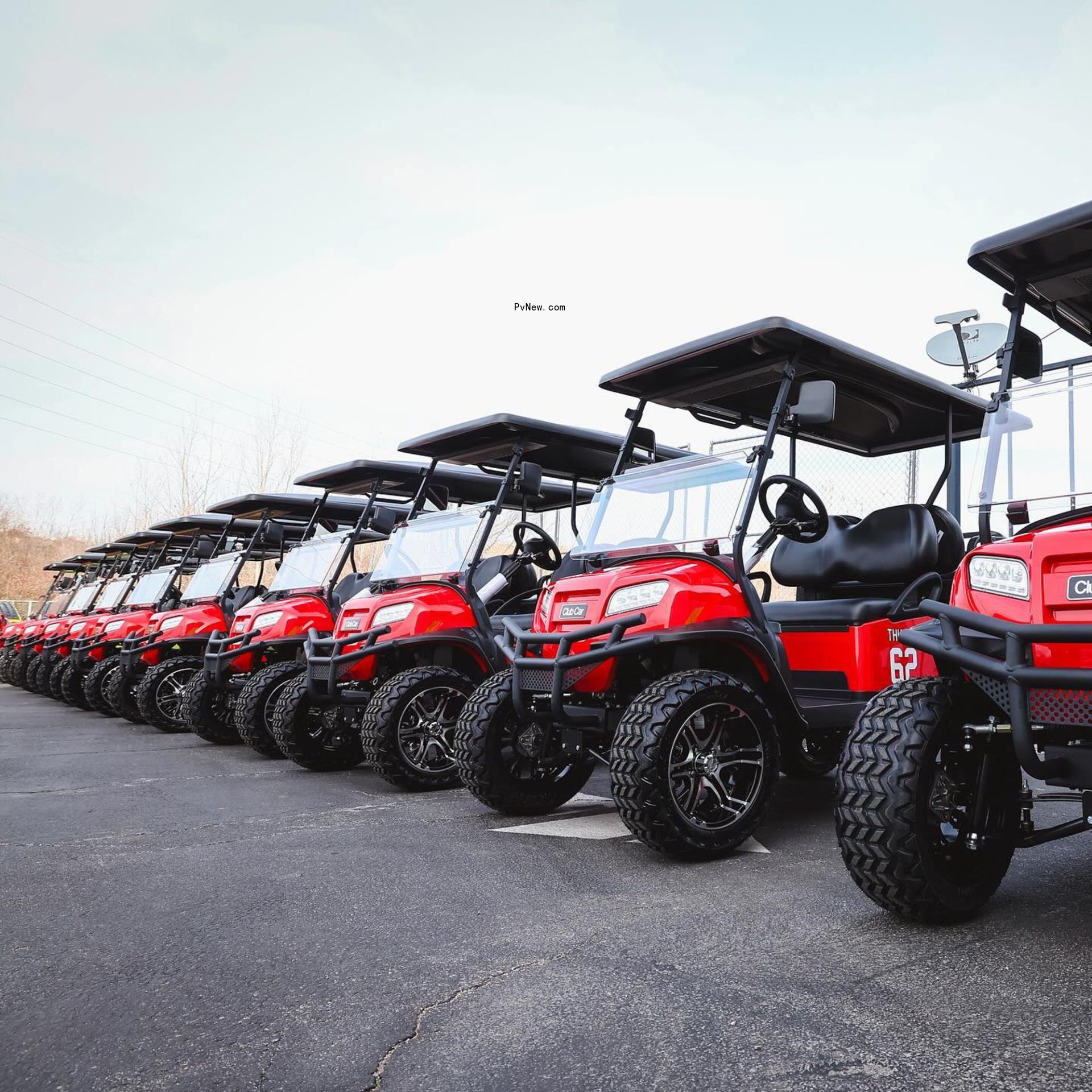 The gold carts Patrick Mahomes gifted his teammates.