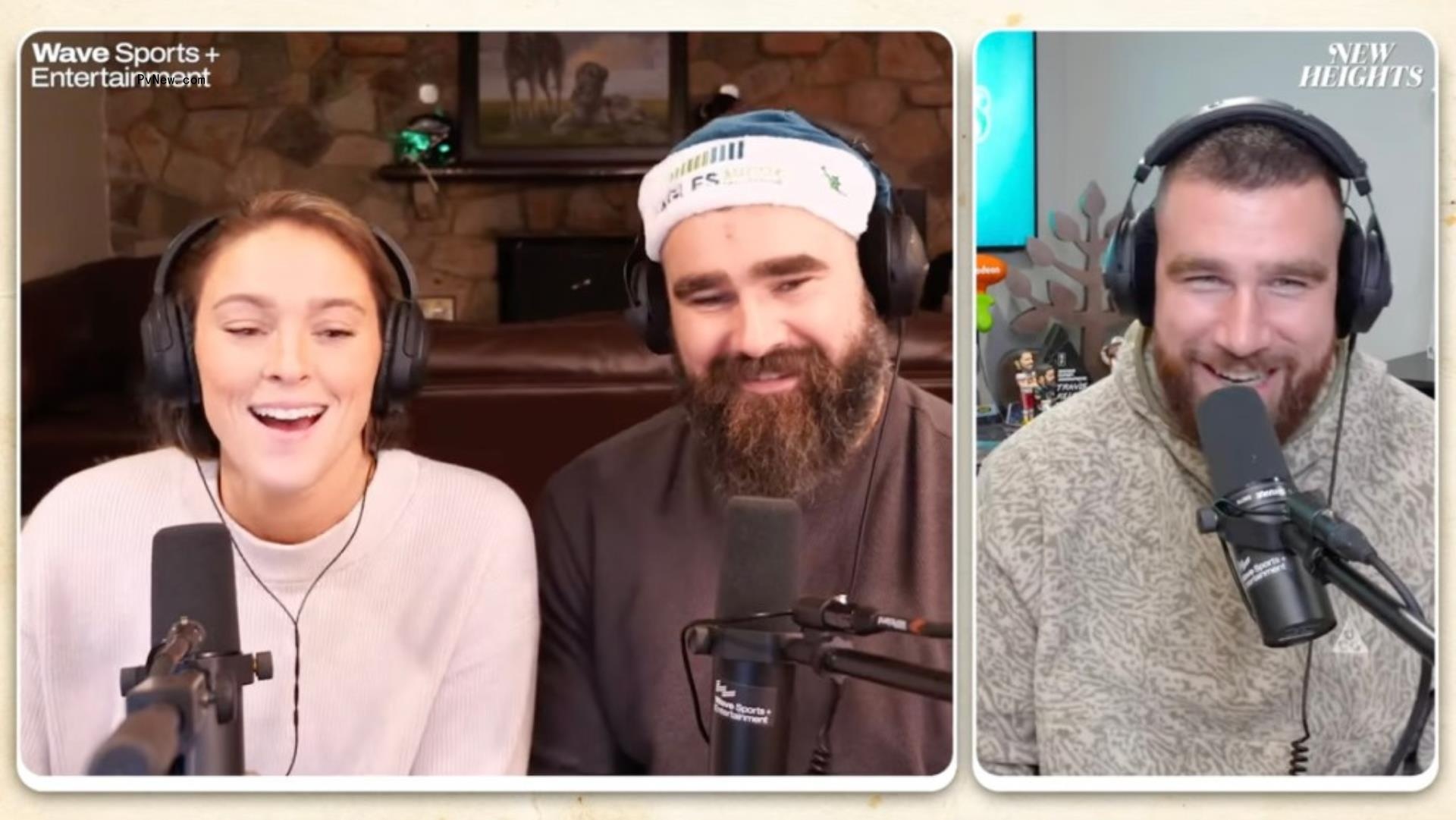 Kylie Kelce, Jason Kelce and Travis Kelce on
