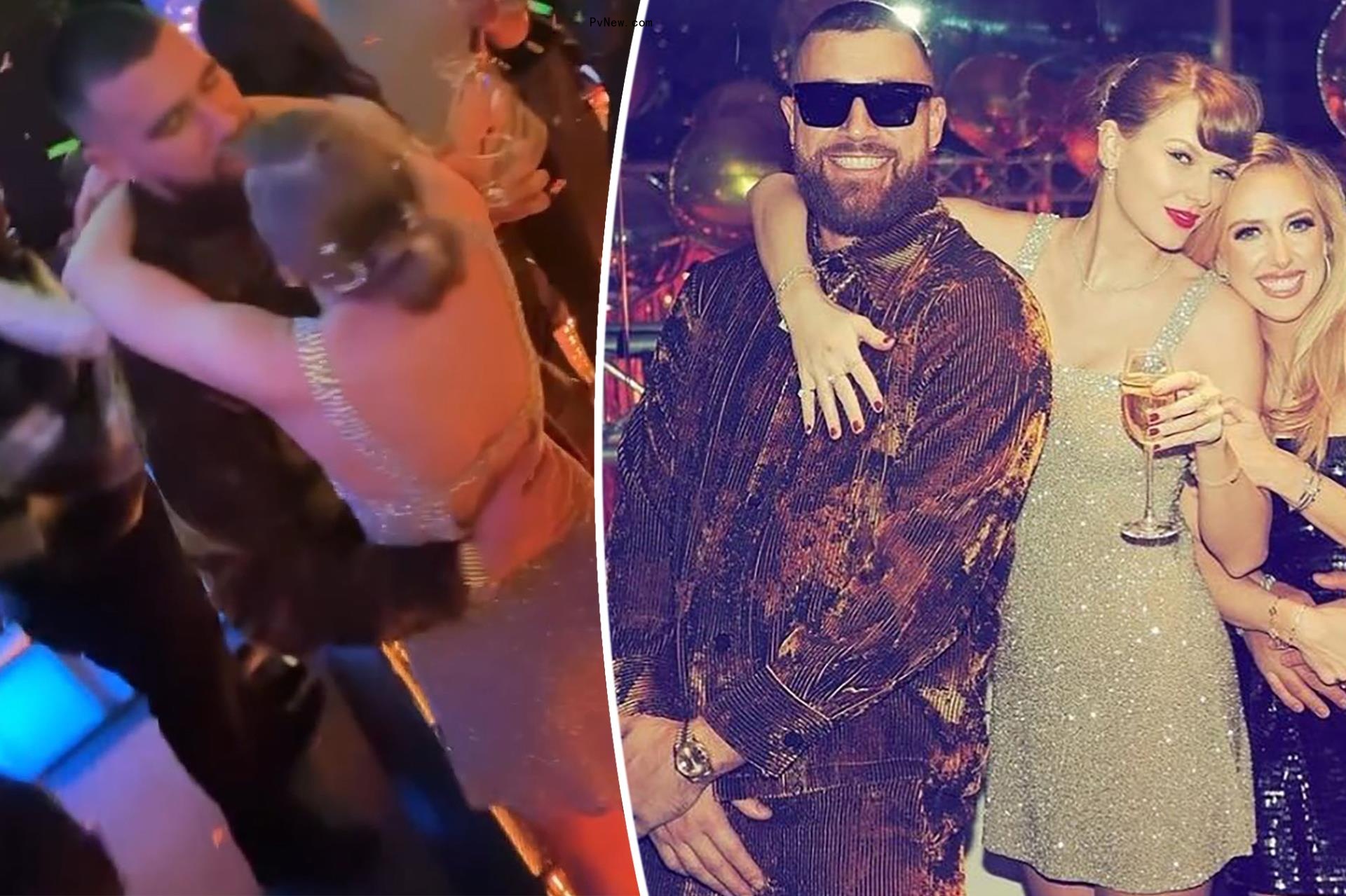 Taylor Swift celebrates New Year’s Eve in silver minidress and starry accessories with Travis Kelce