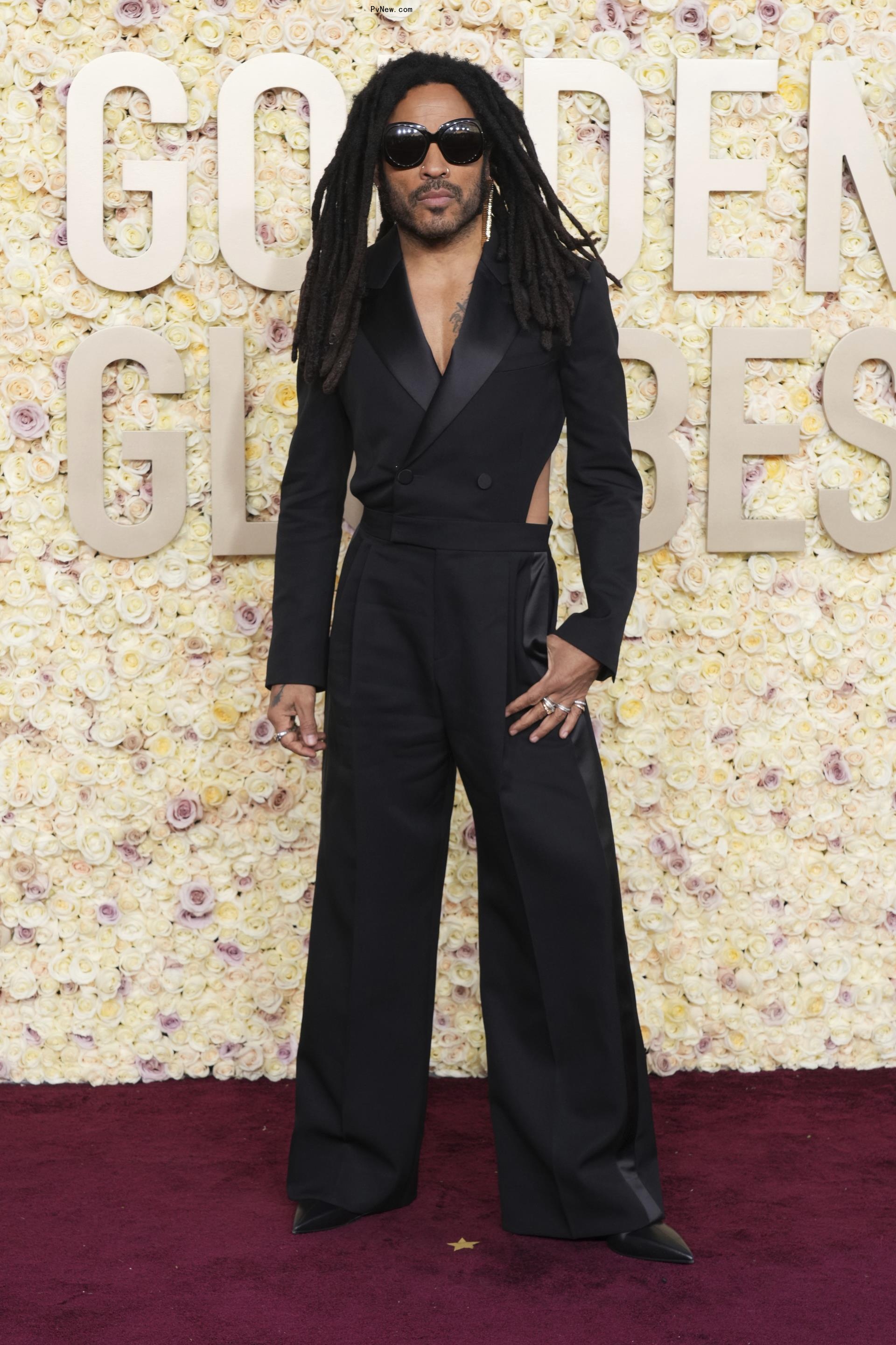 Lenny Kravitz arrives at the 81st Golden Globe Awards on Sunday, Jan. 7, 2024, at the Beverly Hilton in Beverly Hills, Calif.