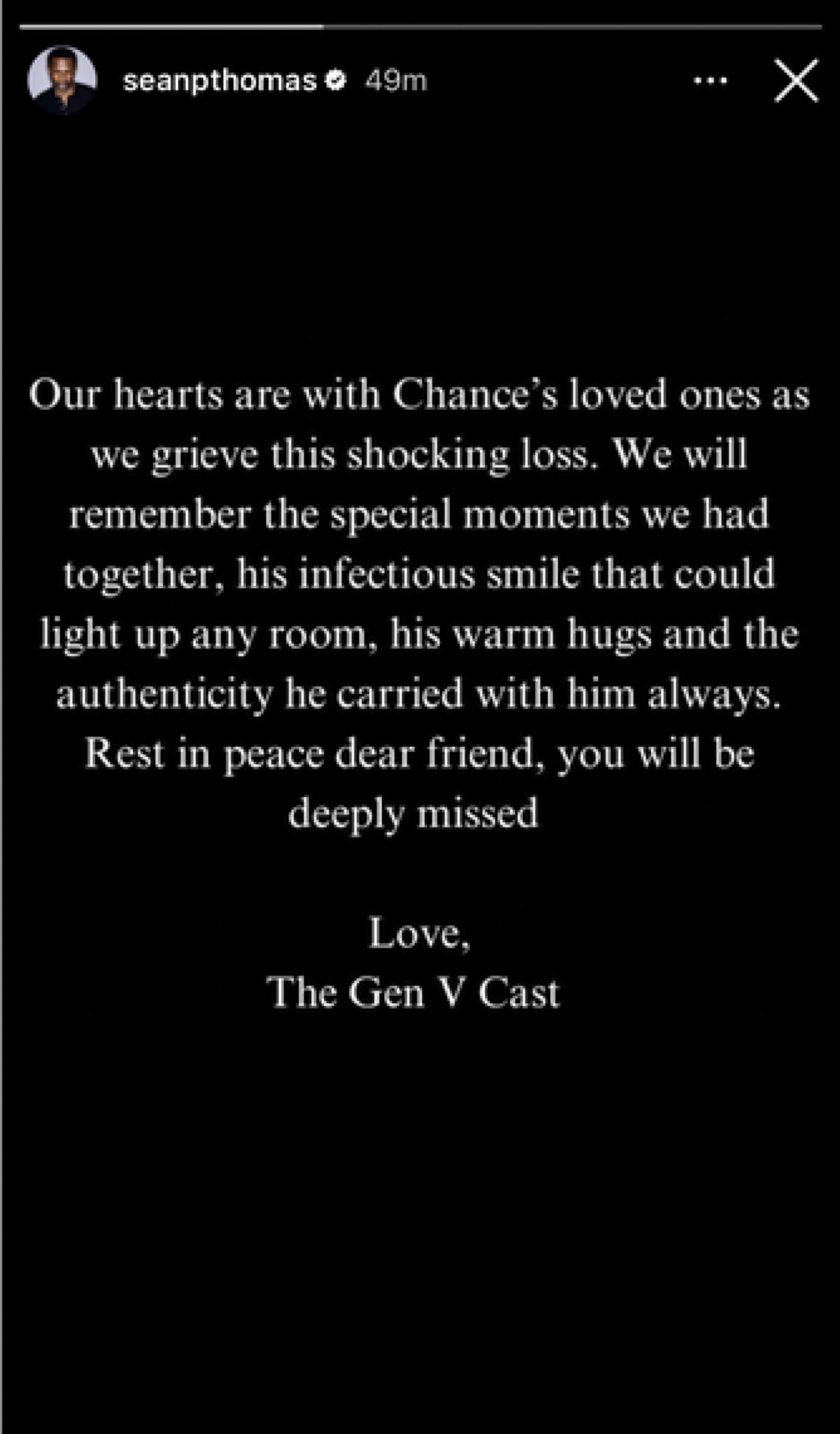 ‘Gen V’ Cast Mourns Chance Perdomo After Actor’s Death: We’ll Remember ‘His Infectious Smile’ and the ‘Authenticity He Carried With Him Always’