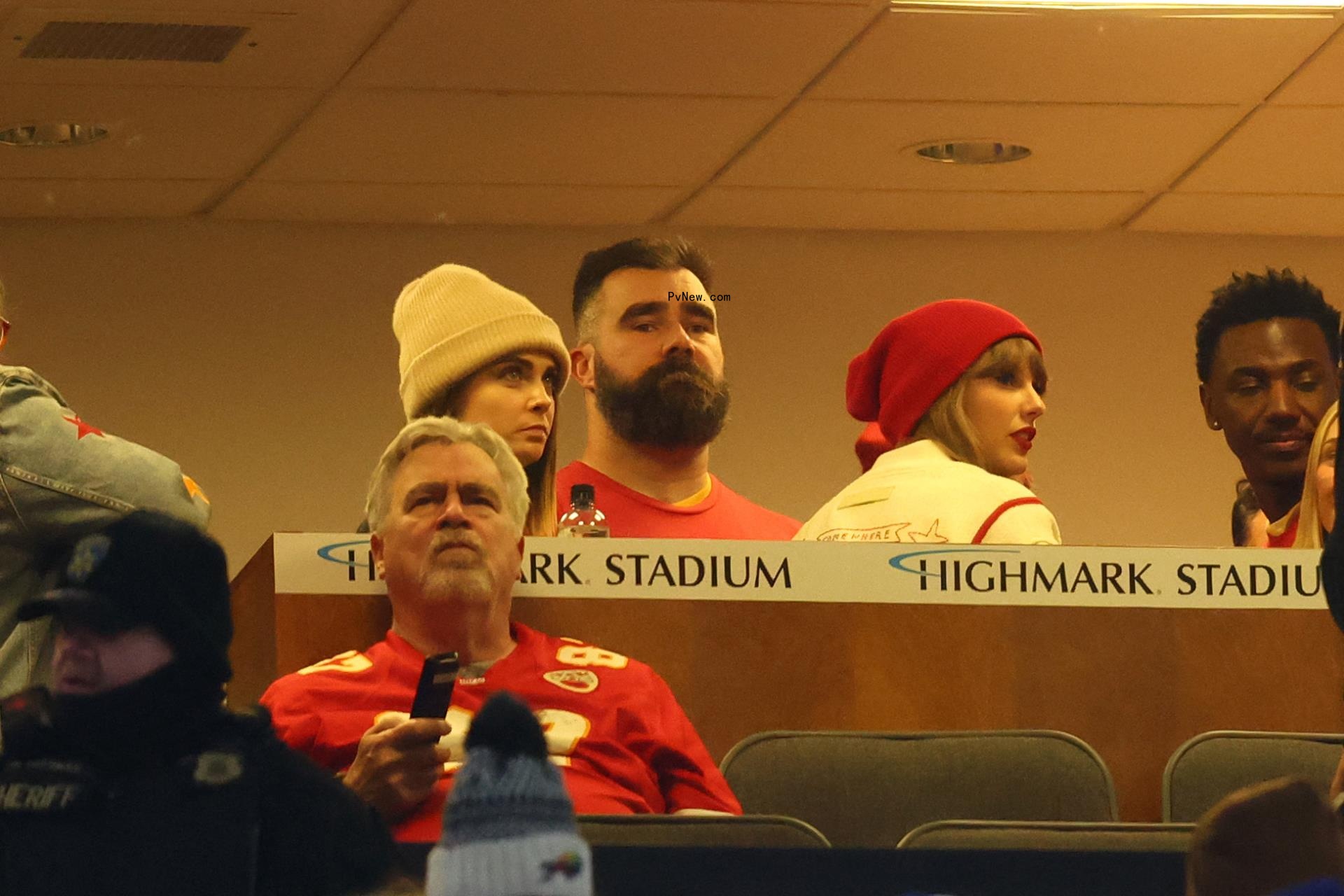 Taylor Swift, Cara Delevingne and Jason Kelce at the Chiefs game