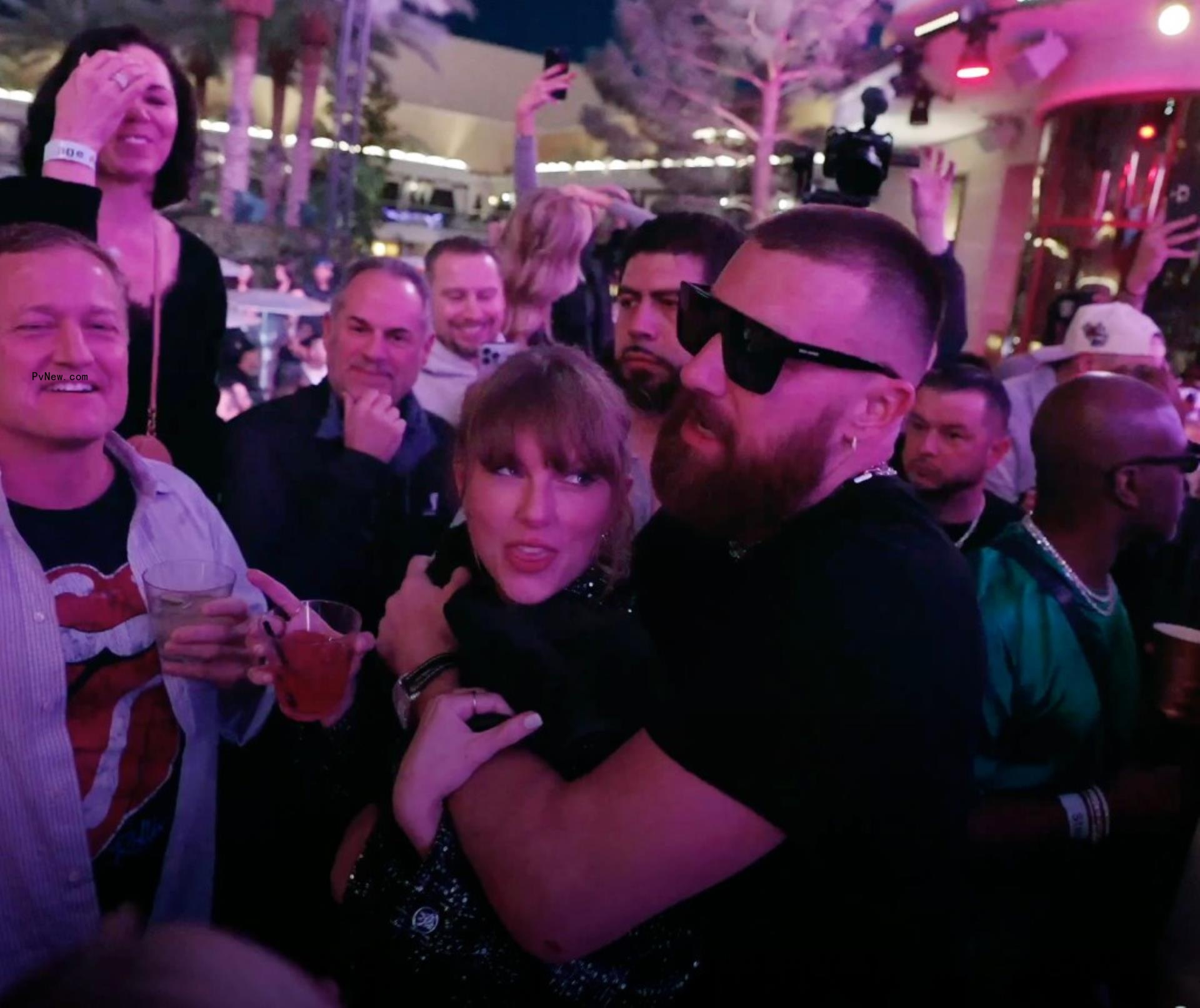 Taylor Swift travis kelce dancing super bowl after party