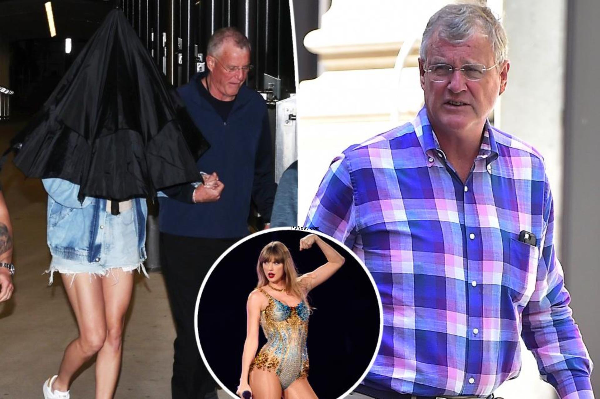 Taylor Swift and her dad Scott split image.