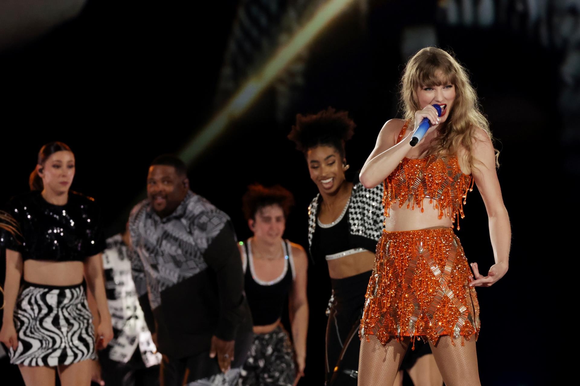 Taylor Swift onstage.