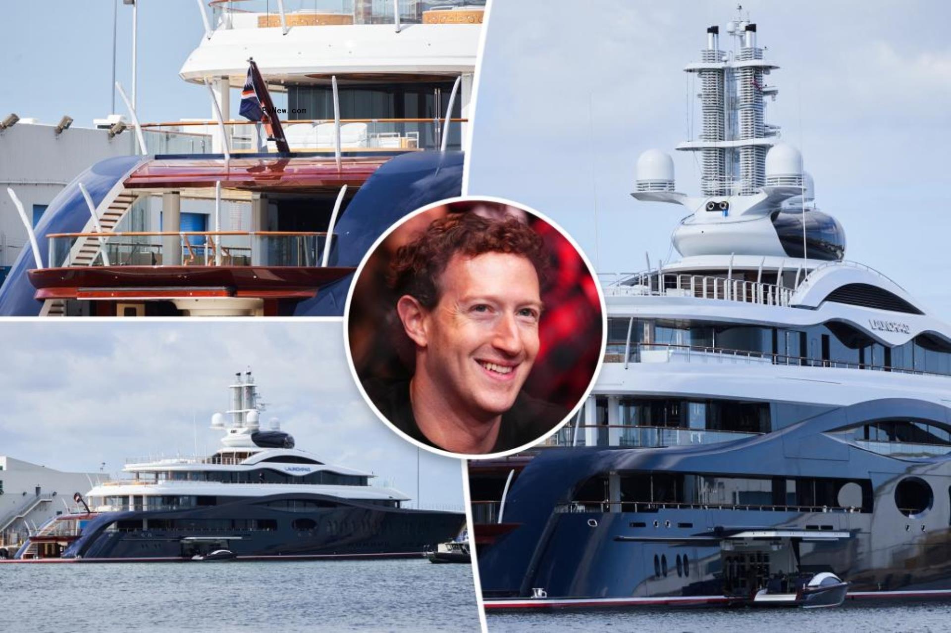The Launchpad yacht with an inset of Mark Zuckerberg.
