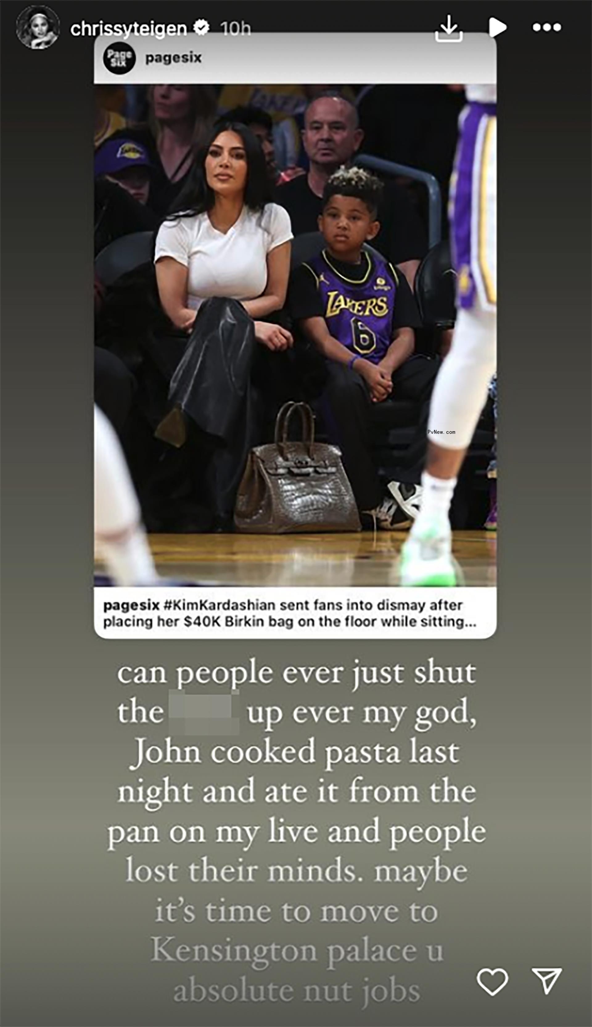 screenshot of chrissy teigen's instagram story