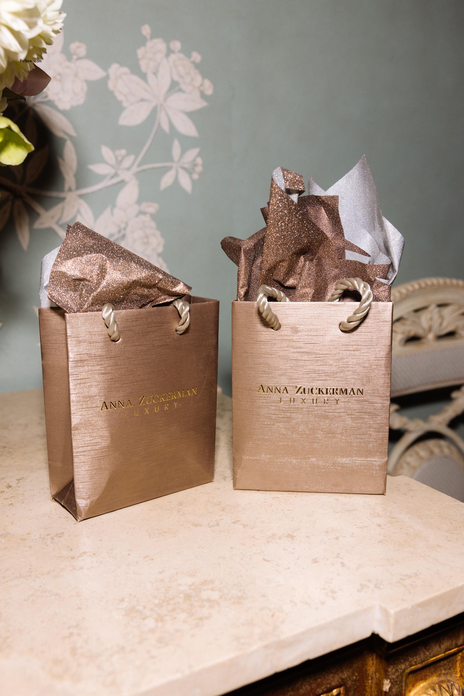 Gift bags at Kathy Hilton's dinner party.