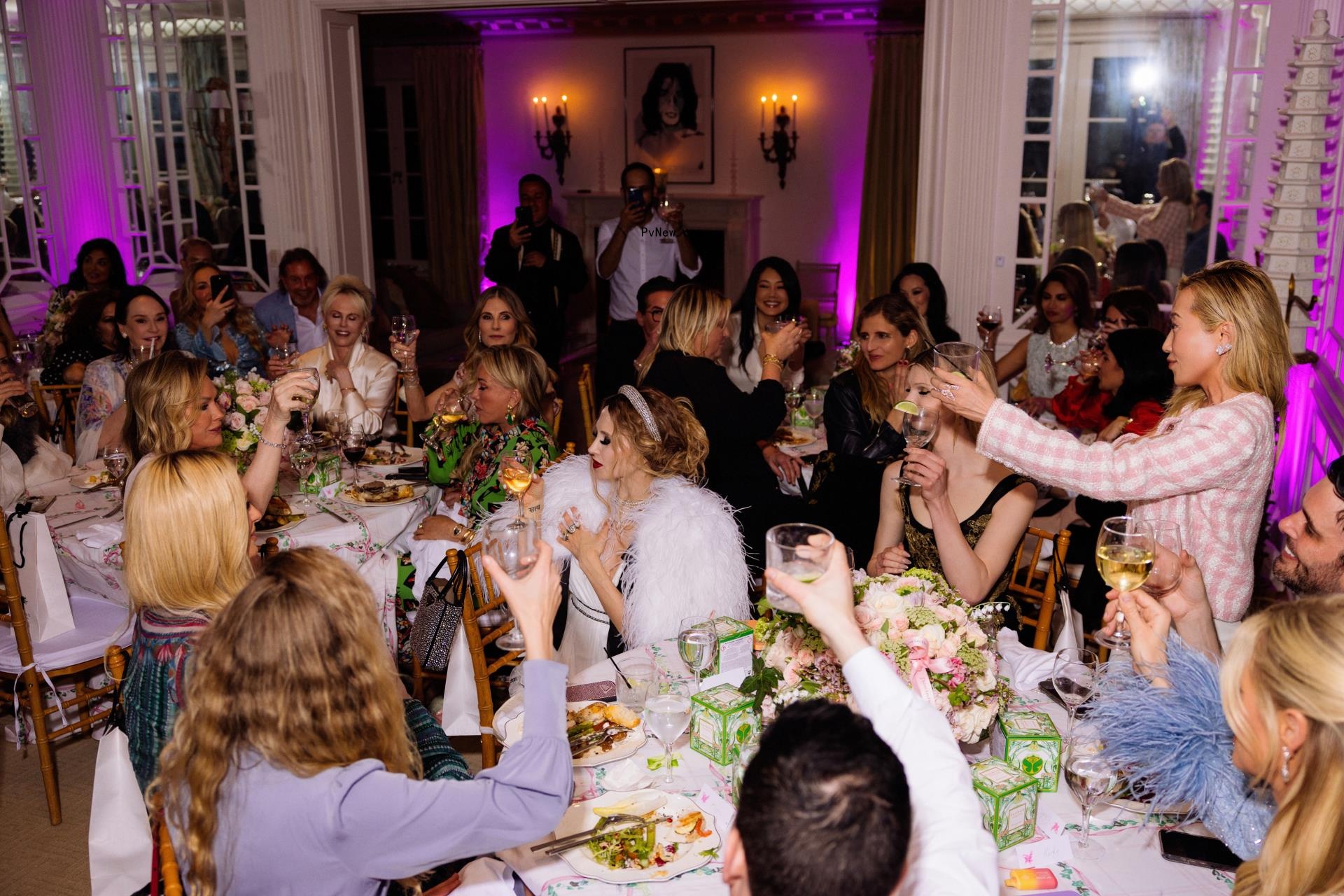 Kathy Hilton and guests at her birthday dinner party.