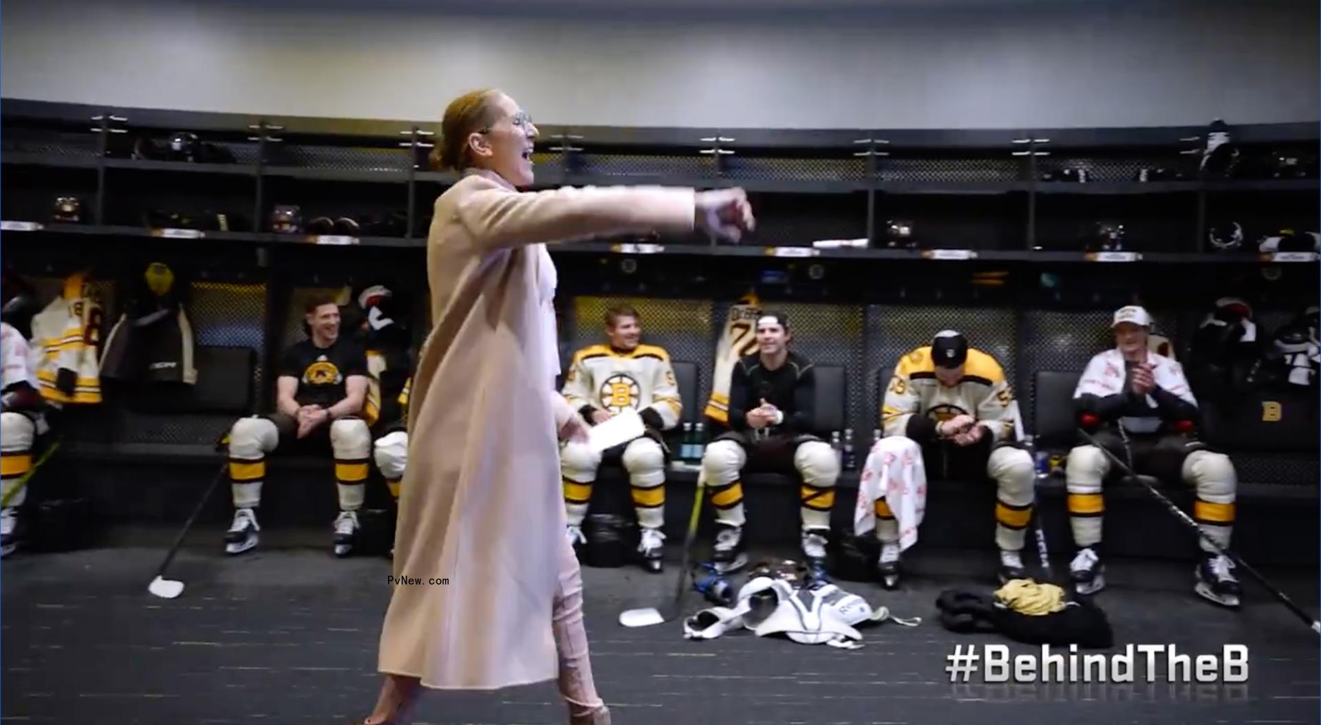 celine dion addressing bruins players