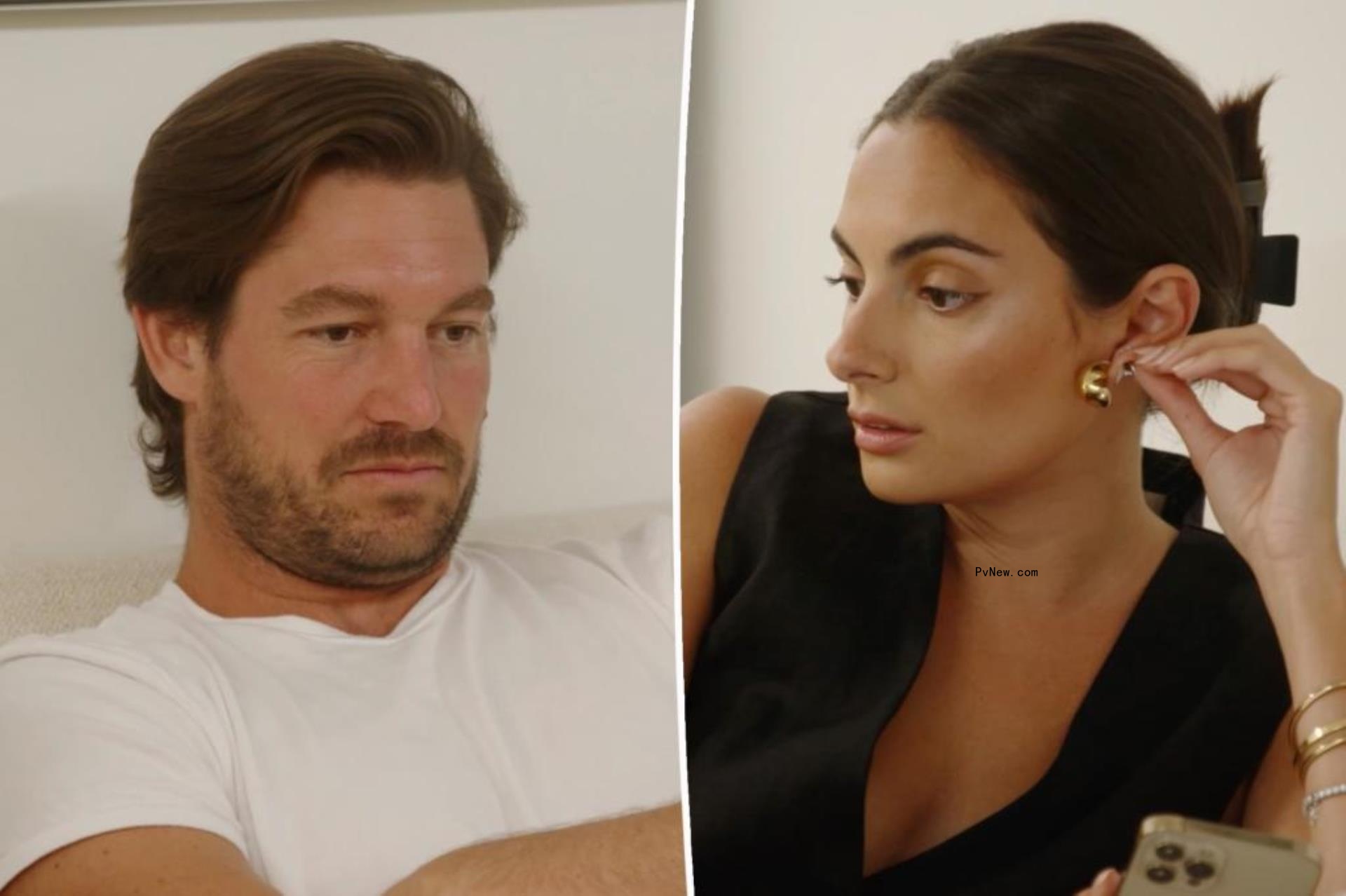 A split photo of Craig Co<i></i>nover talking and Paige DeSorbo talking