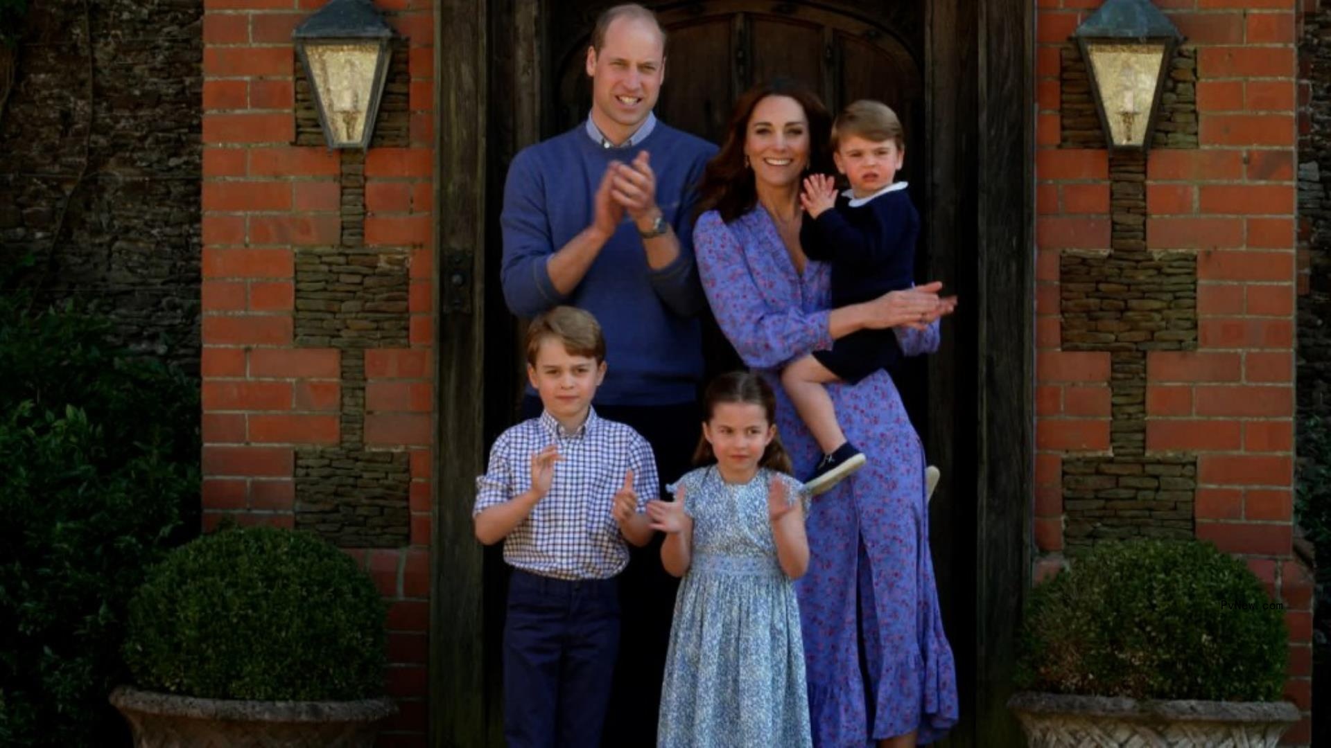 Kate Middleton and Prince William with their kids.
