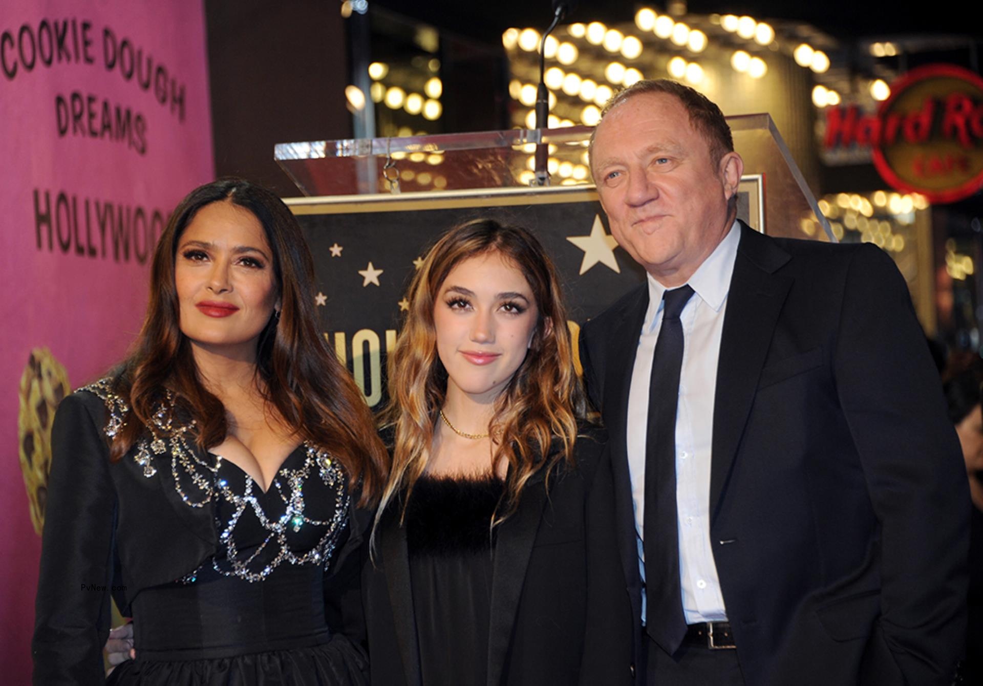 Salma Hayek with her husband and daughter