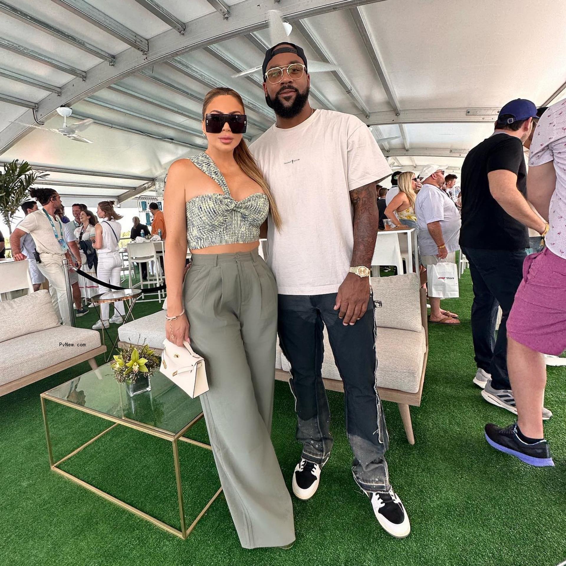 Larsa Pippen and Marcus Jordan posing together