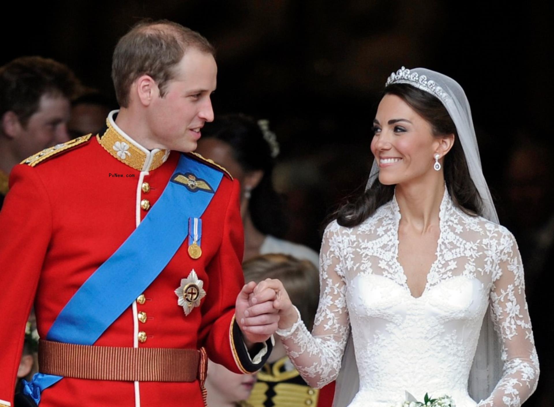 Kate Middleton and Prince William on their wedding day