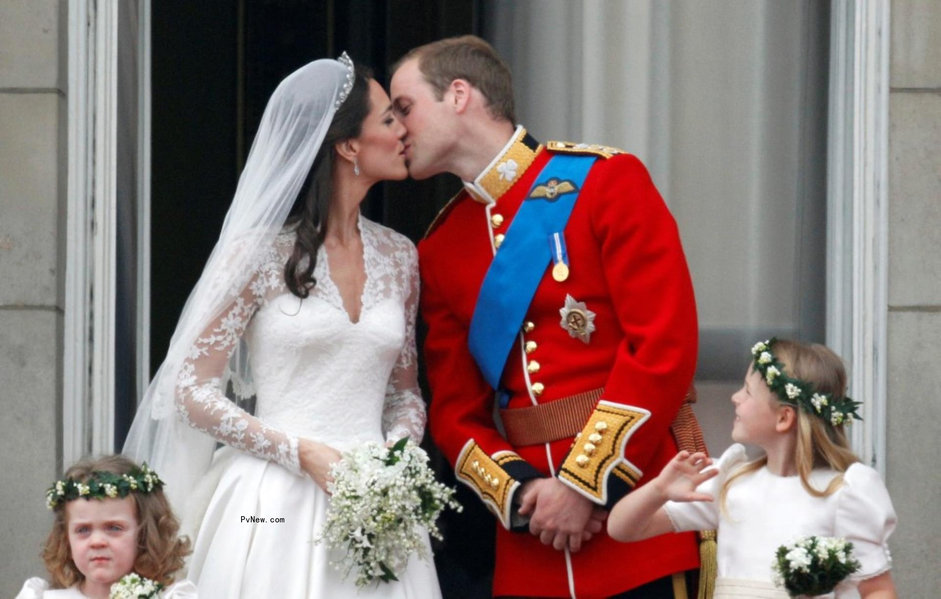 Kate Middleton and Prince William on their wedding day