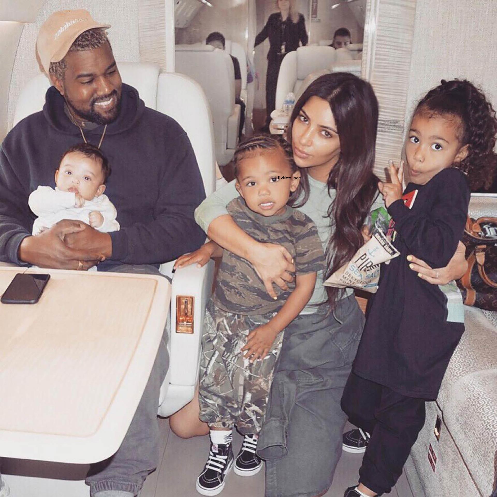 Kanye West, Kim Kardashian and kids