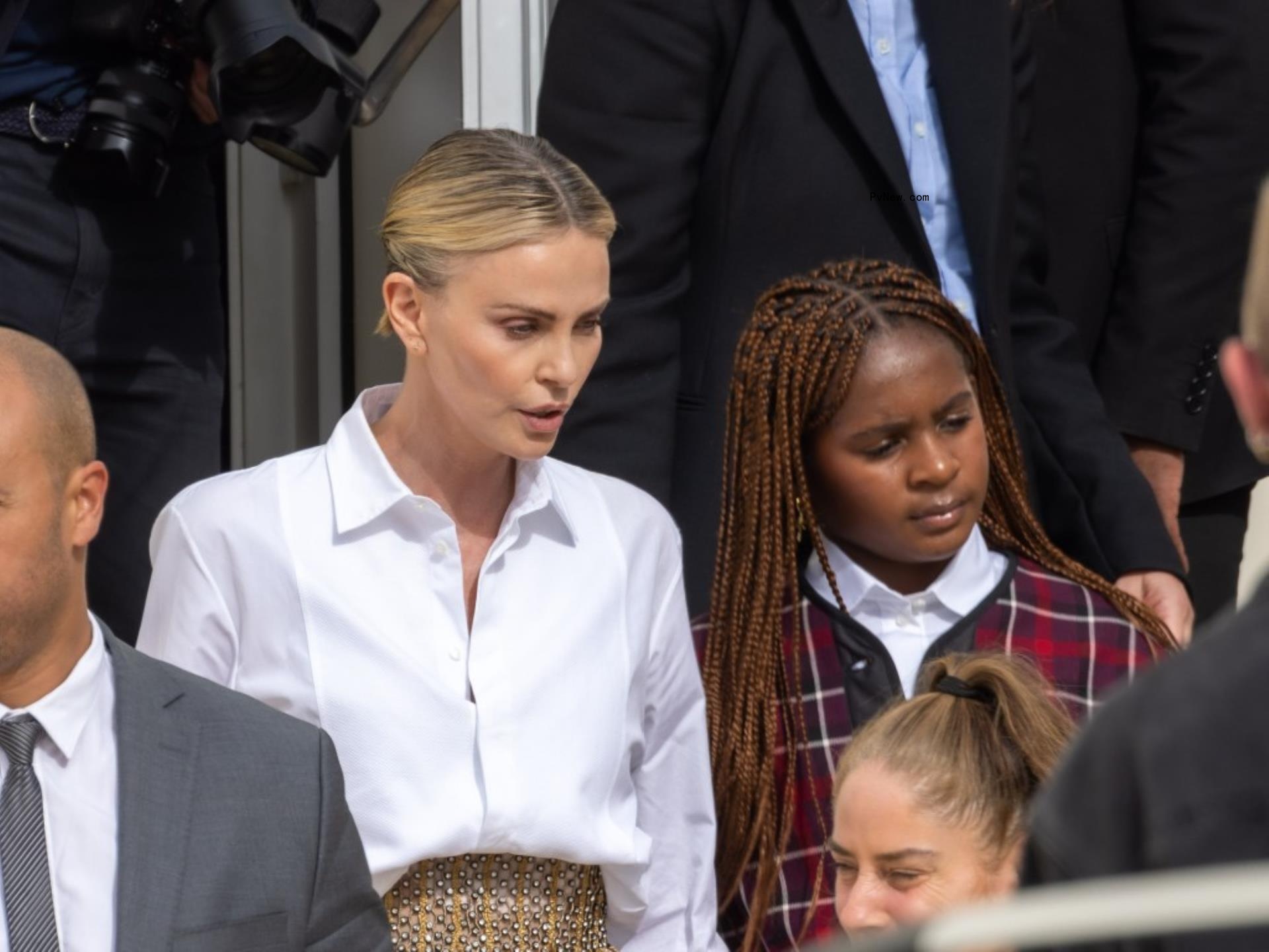 Charlize Theron with daughter Jackson at Paris Fashion Week