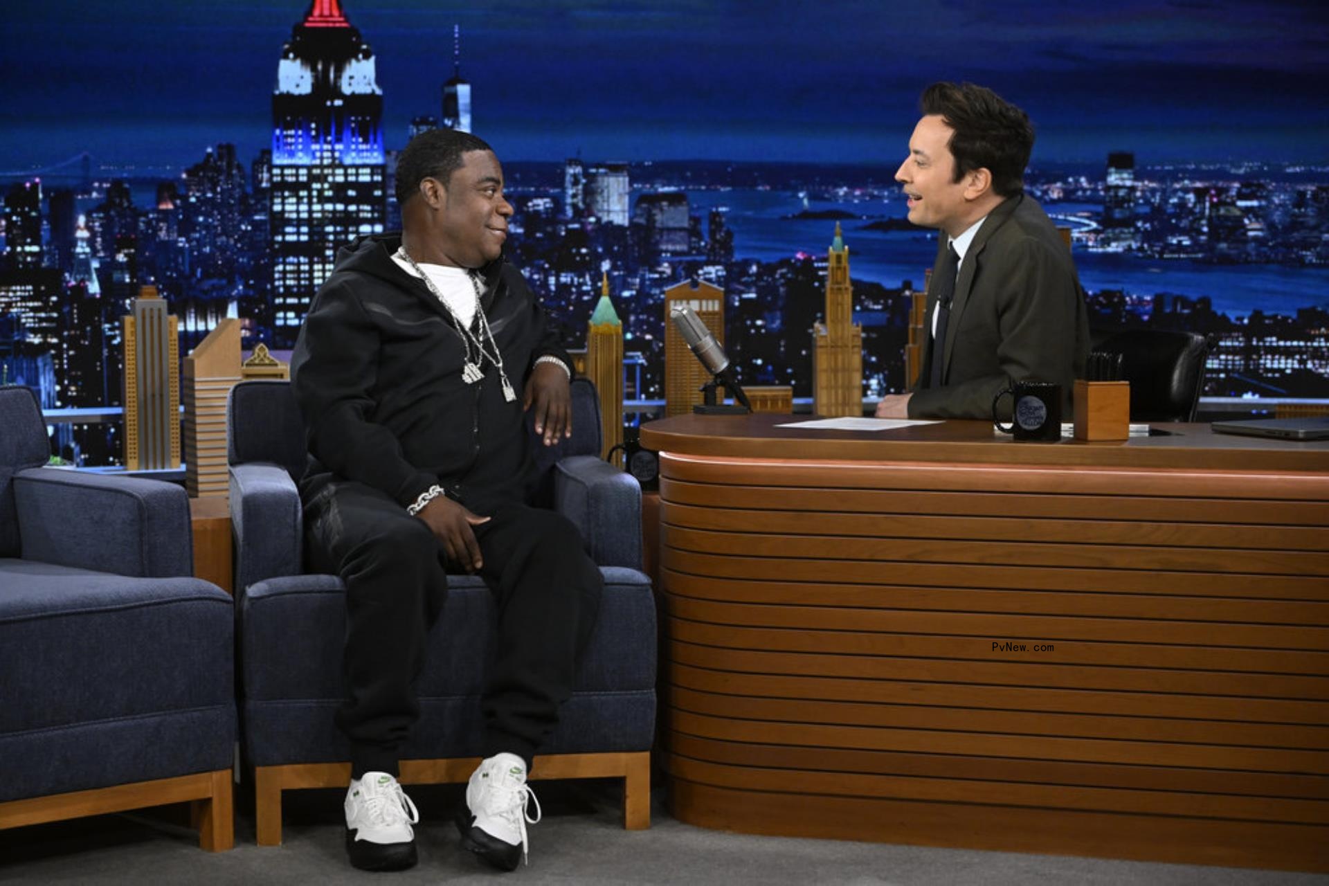 Tracy Morgan during an interview with host Jimmy Fallon in March 2024