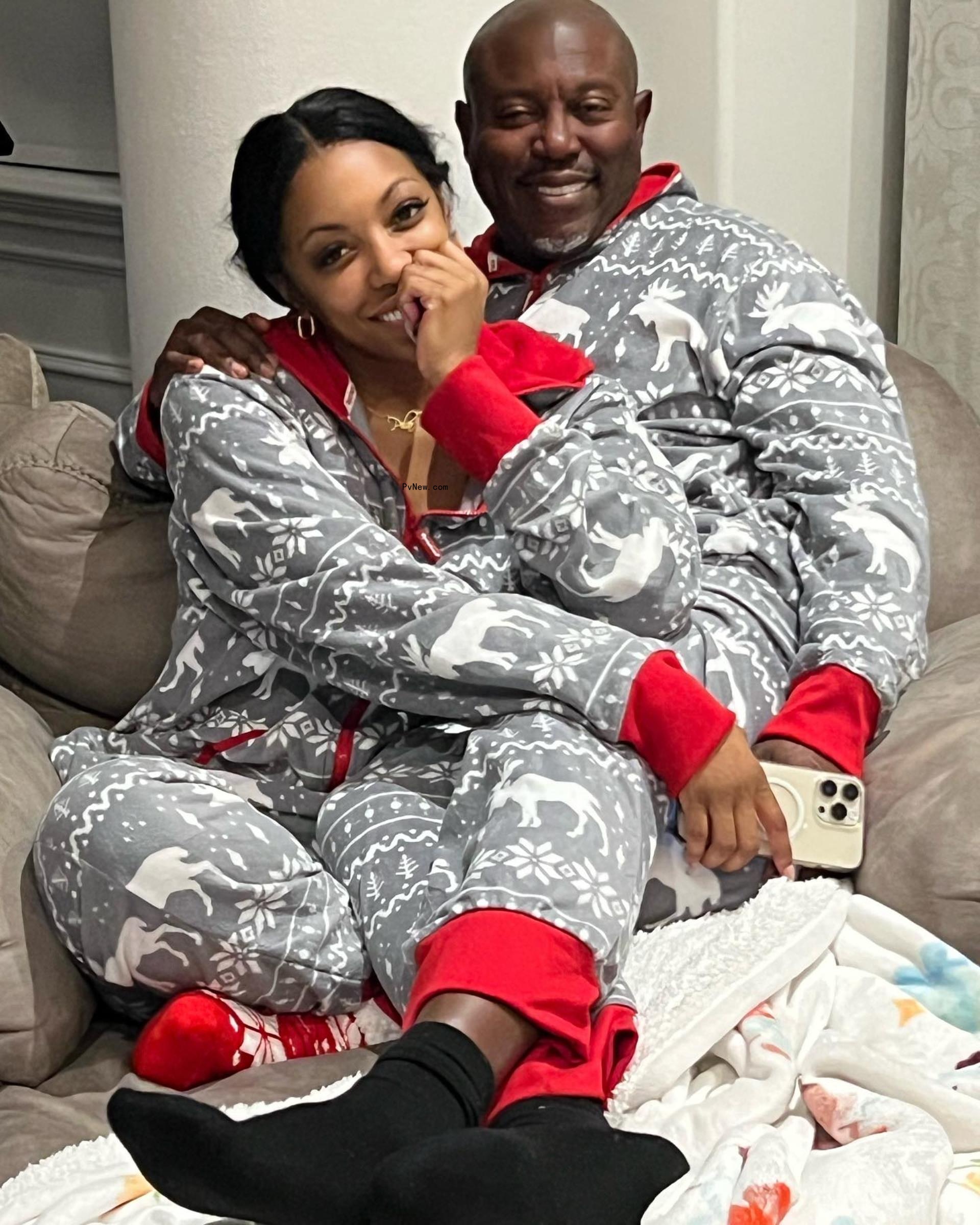 porsha williams and simon guobadia in matching pajamas