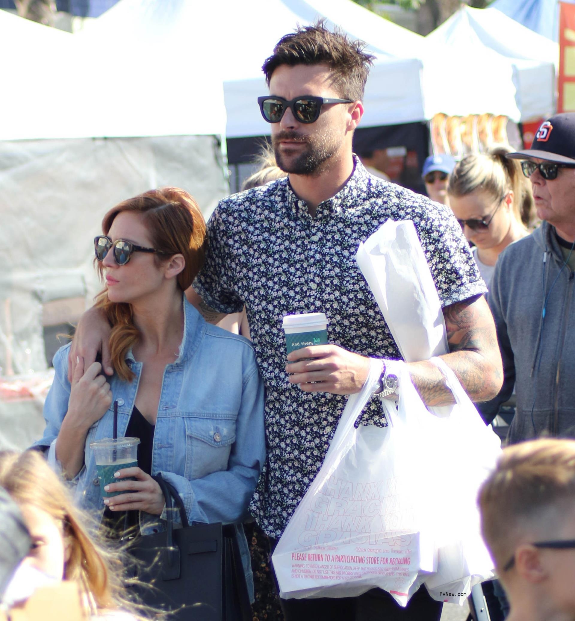 Brittany Snow and Tyler Stanaland walking