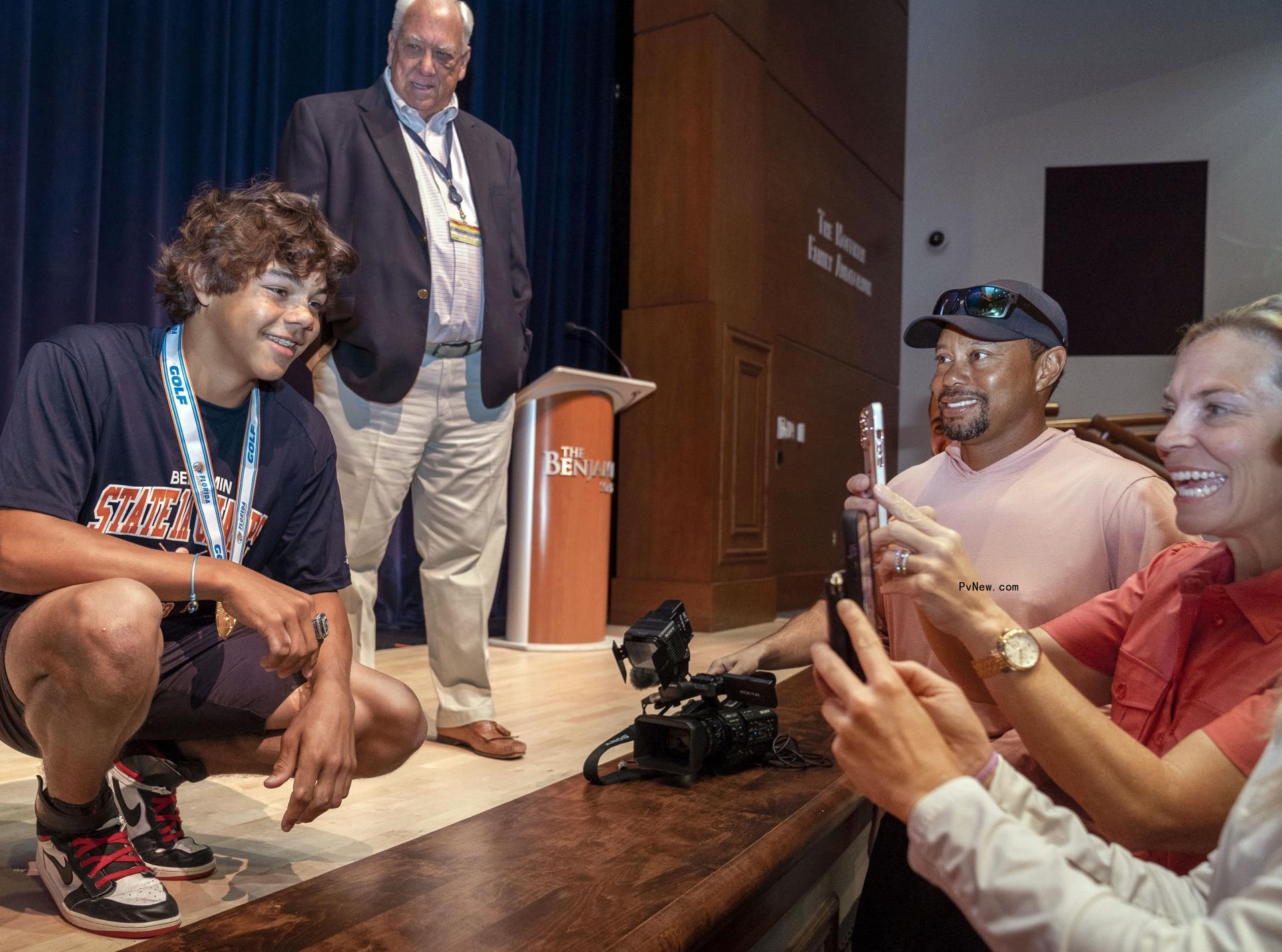 Tiger Woods and Charlie Woods 