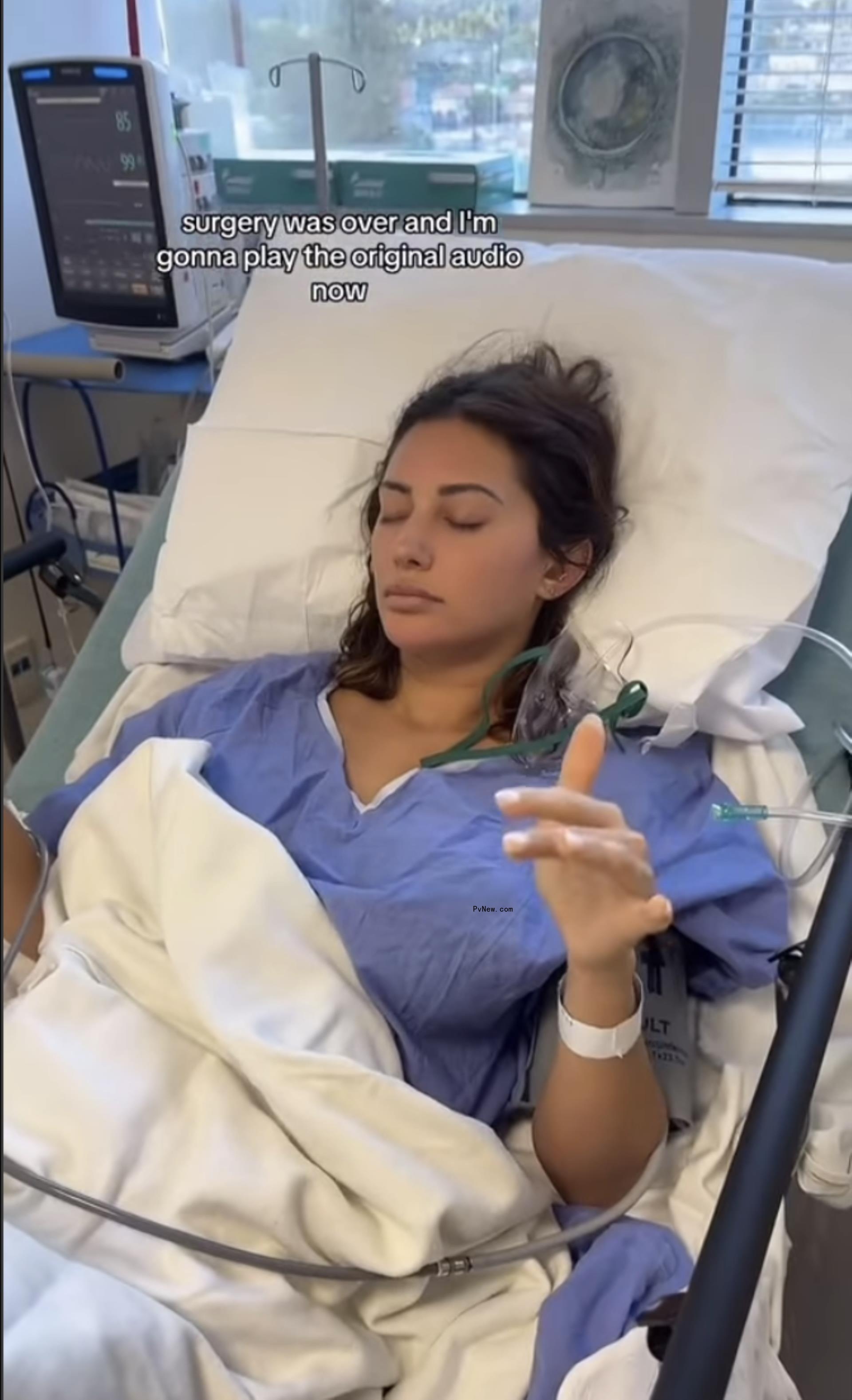 francesca farago in a hospital bed