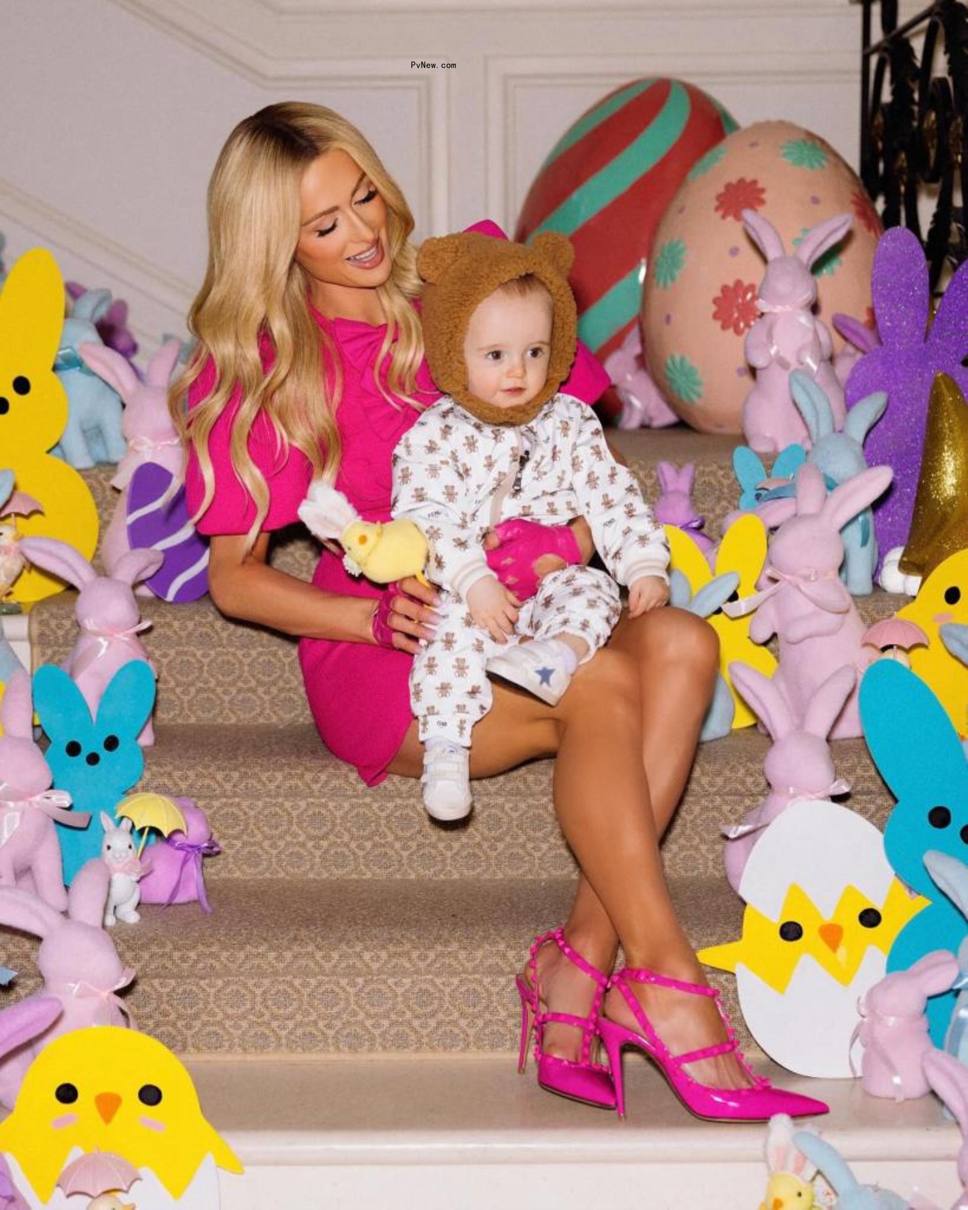 Paris Hilton and her son Phoenix.