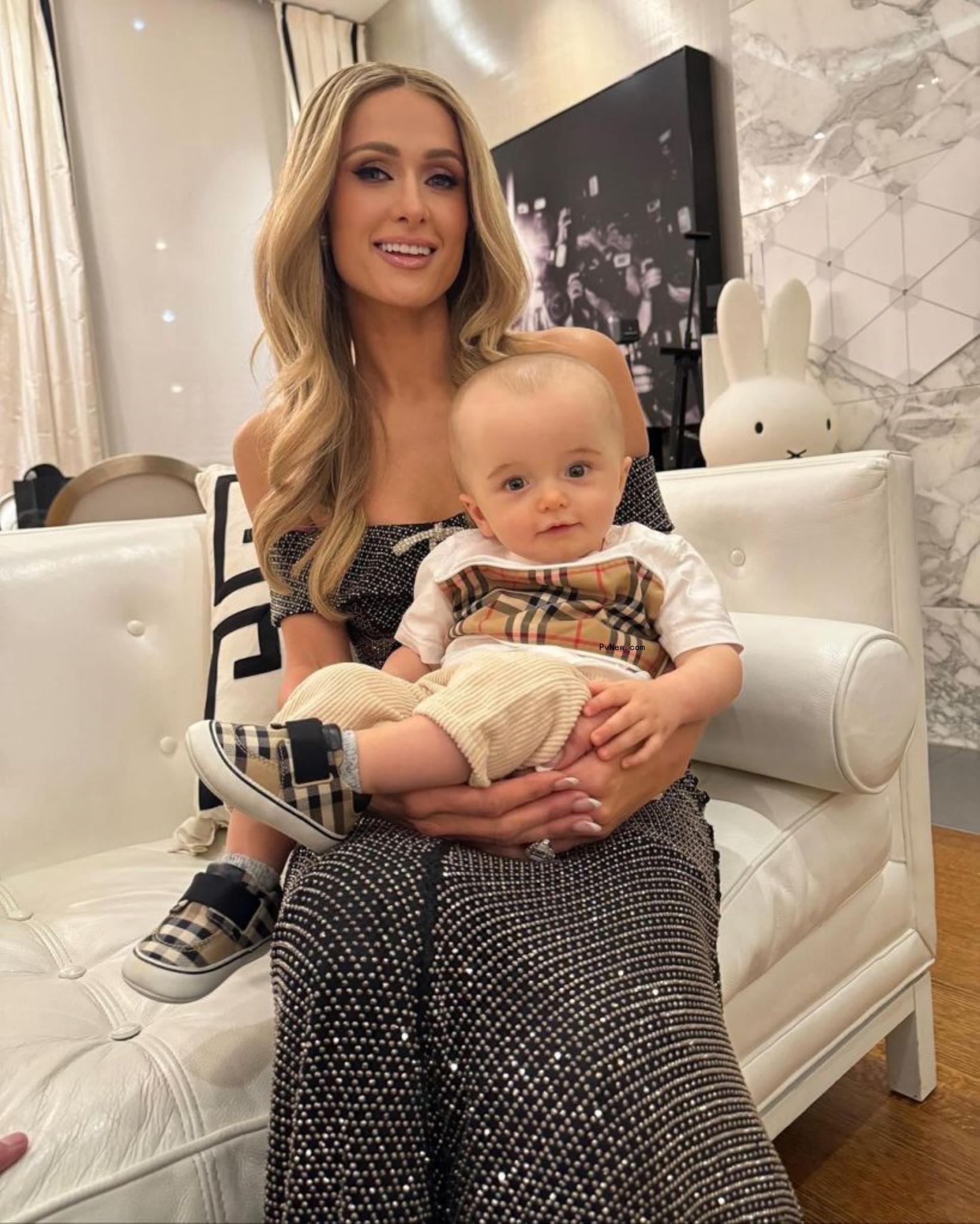 Paris Hilton and her son Phoenix.