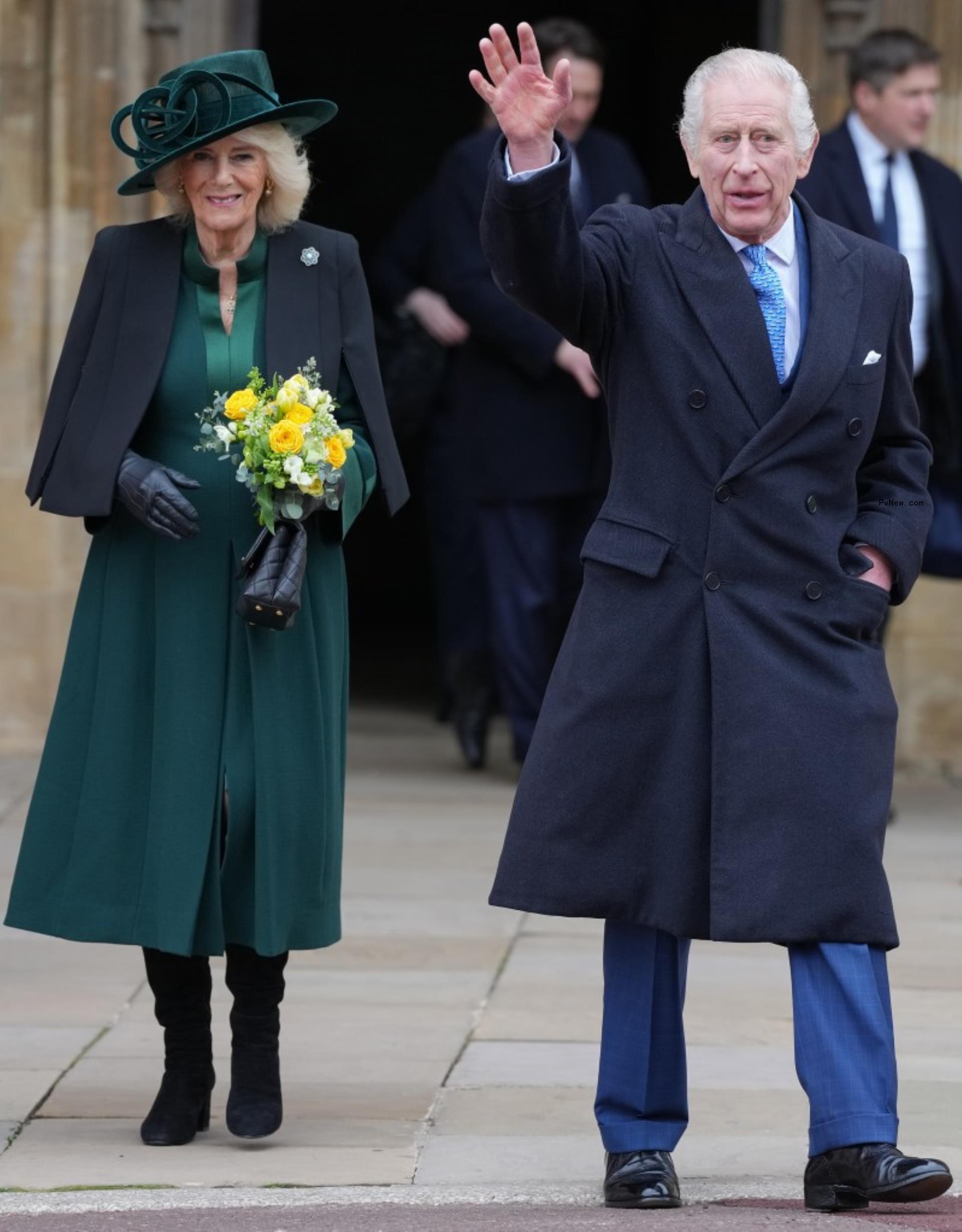 King Charles III at the annual Easter service on Sunday with Queen Camilla.