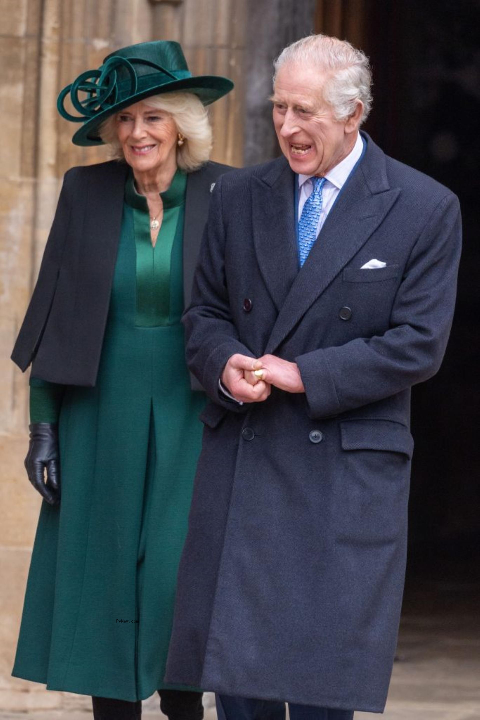 King Charles III at the annual Easter service on Sunday with Queen Camilla.