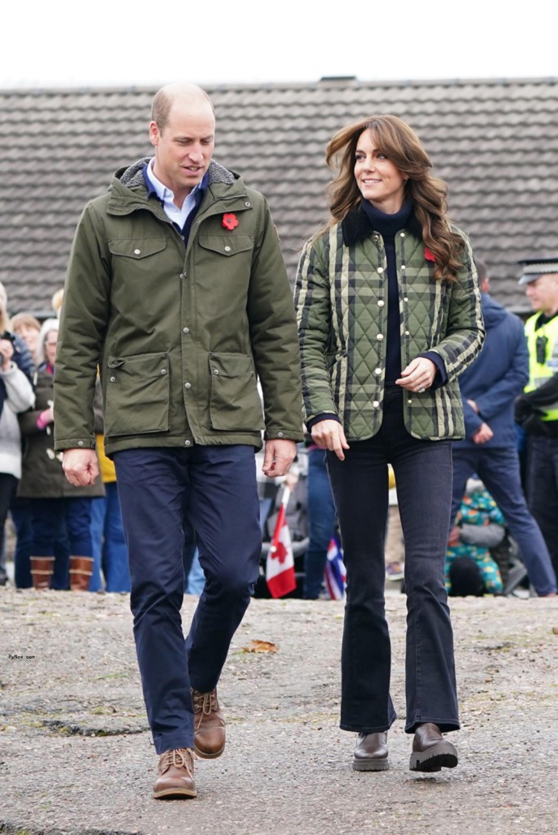 Kate Middleton walking with Prince William.