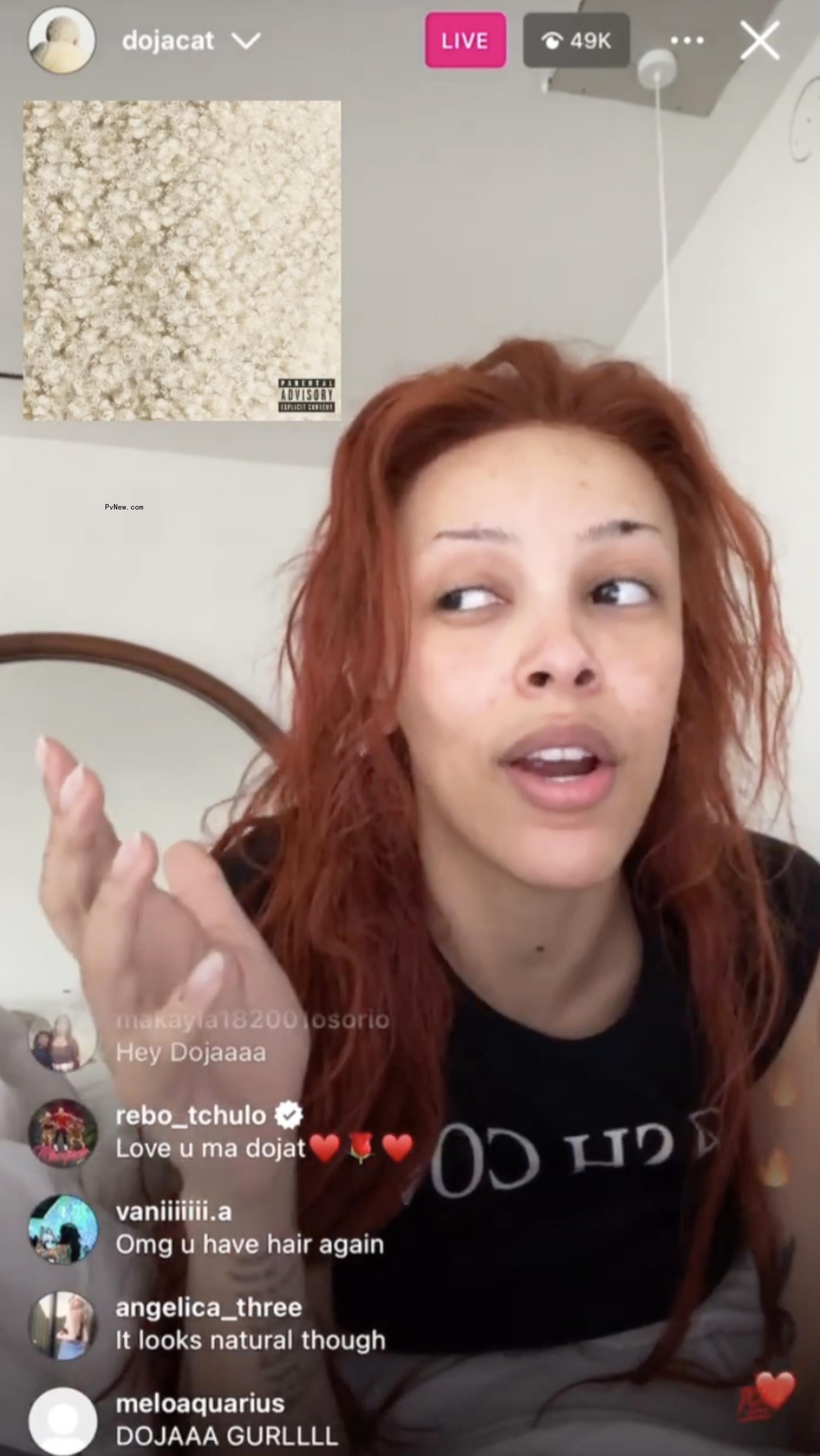 Doja Cat on Instagram Live.