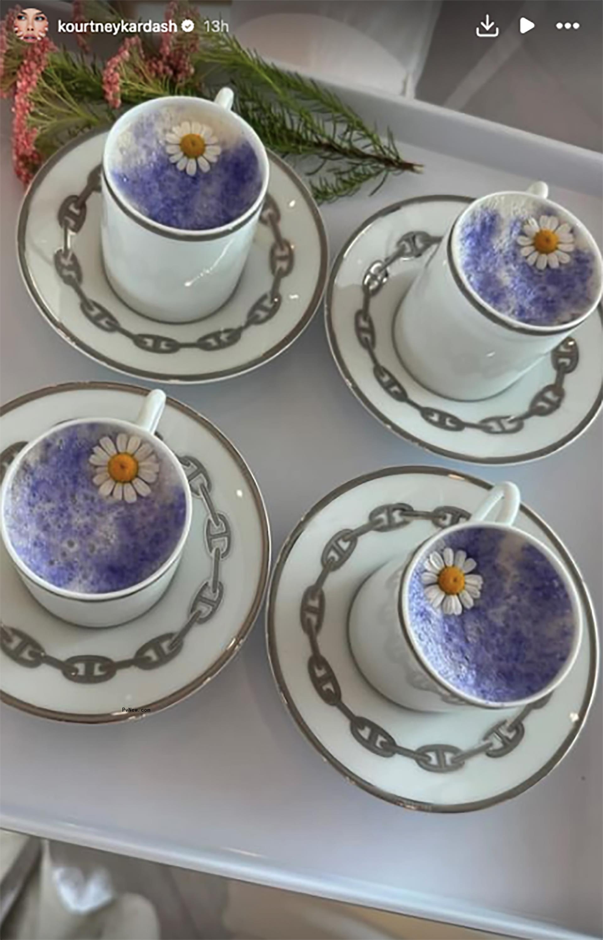 Kourtney Kardashian's Instagram Story of purple tea