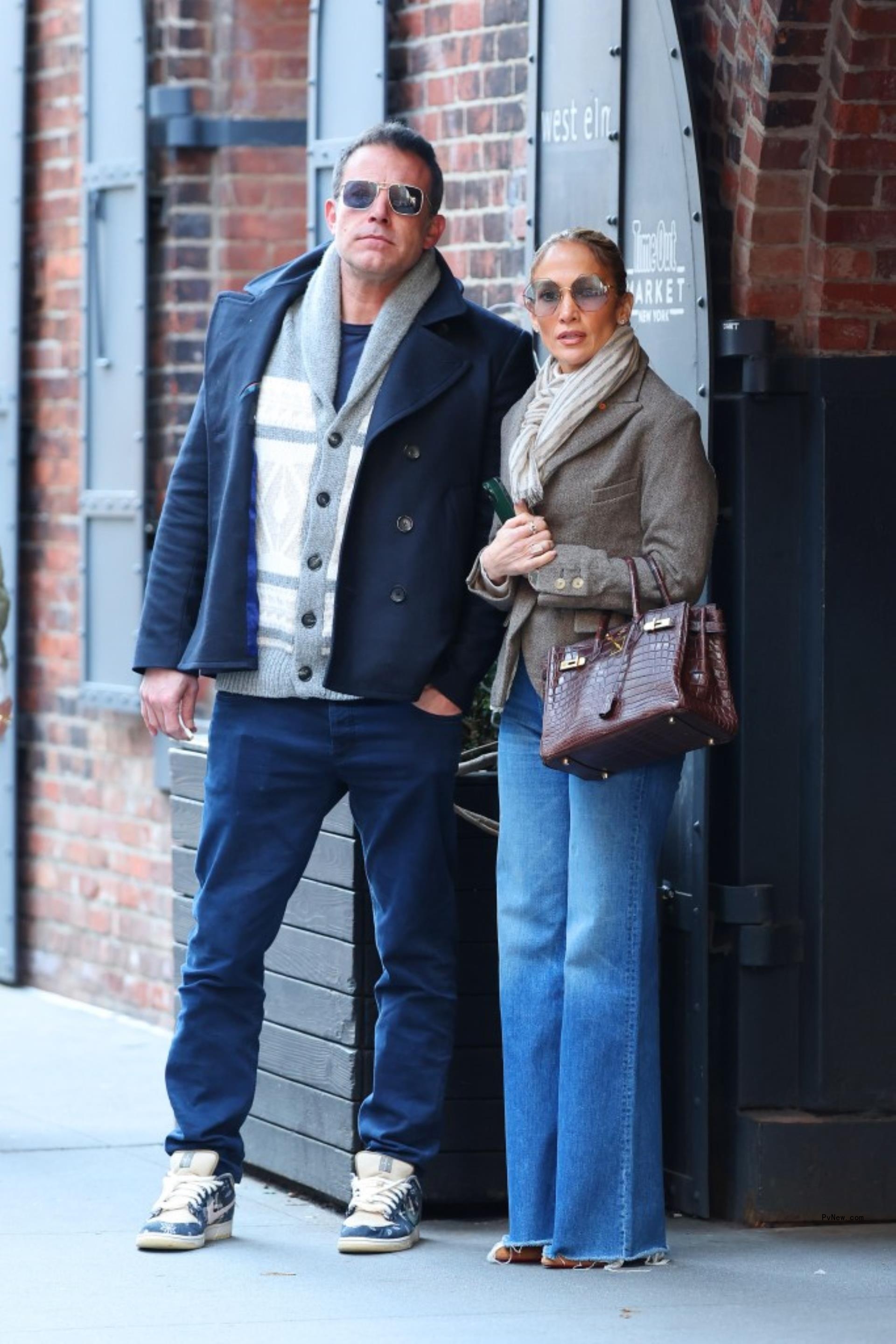 Jennifer Lopez and Ben Affleck getting Easter brunch at Cecconi's in Brooklyn.