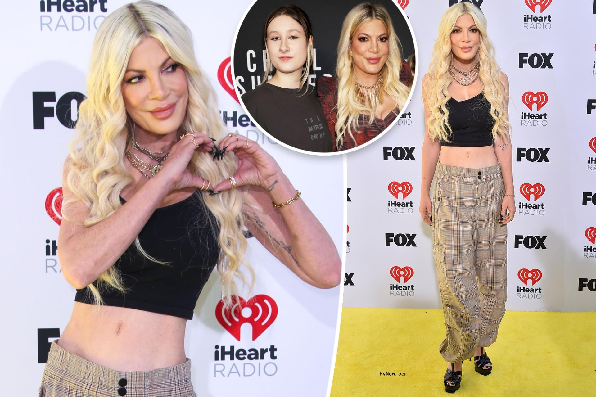 Tori Spelling wore daughter’s top and borrowed pants after iHeartRadio Music Awards ‘fashion emergency’