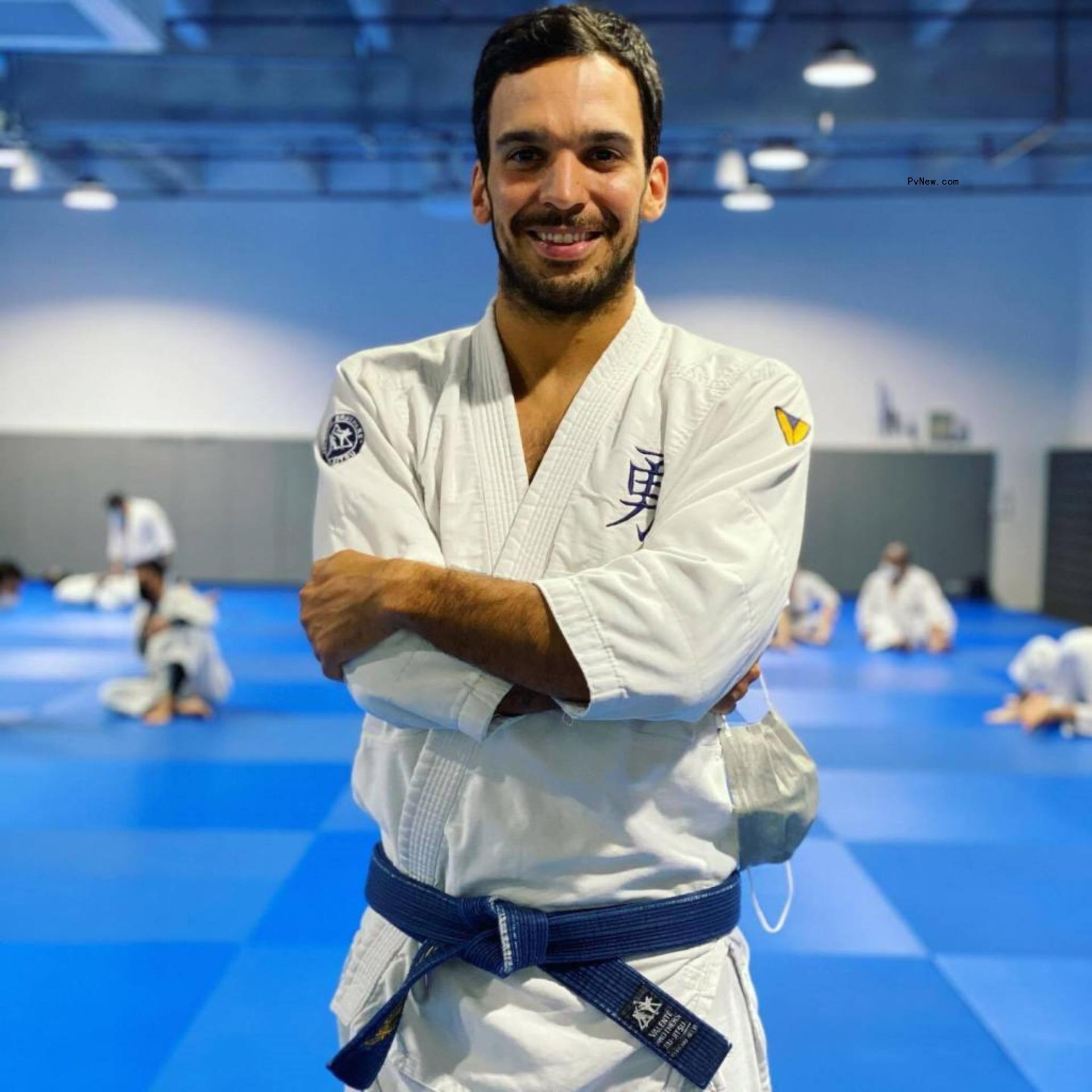 Joaquin Valente dressed in his jiu-jitsu uniform. 
